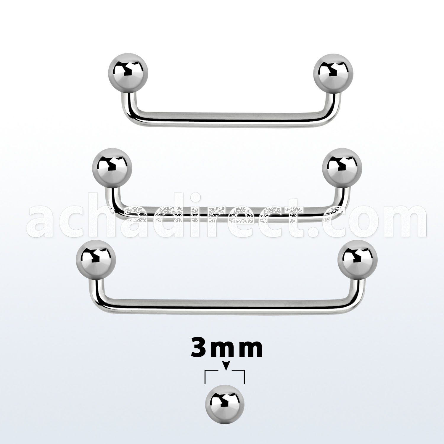 sudb3 90 316l steel industrial surface barbell with 3mm balls