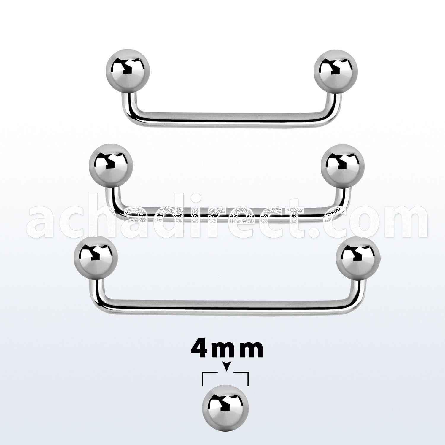 sudb4 90 316l steel industrial surface barbell with 4mm balls