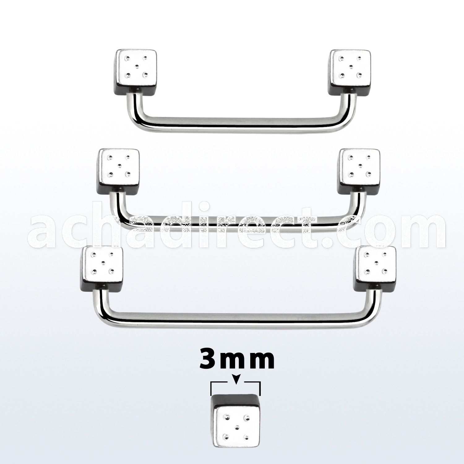 suddi3 90 316l steel industrial surface barbell w 3mm dices
