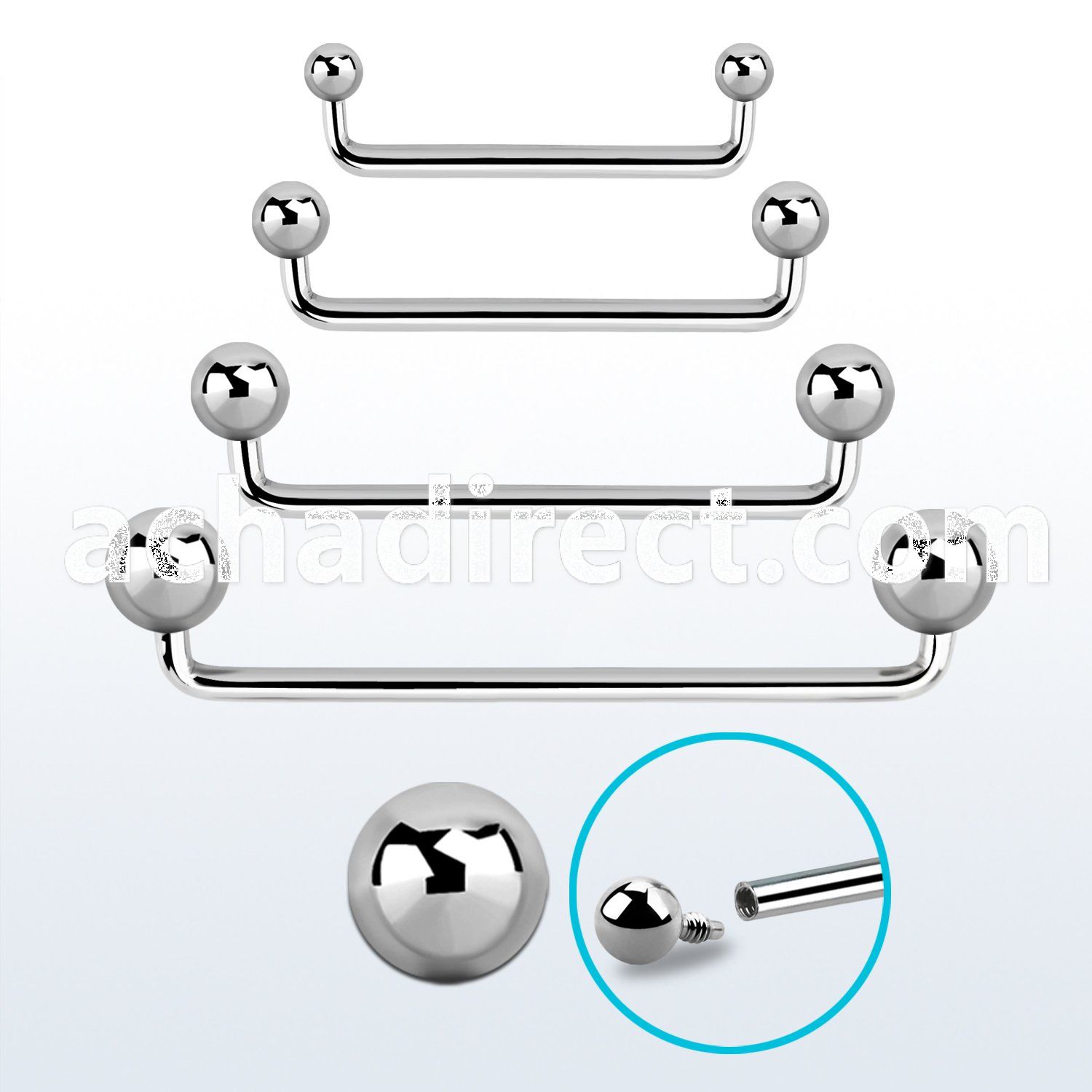 sudib internal steel surface barbell w 2 3 to 5mm balls