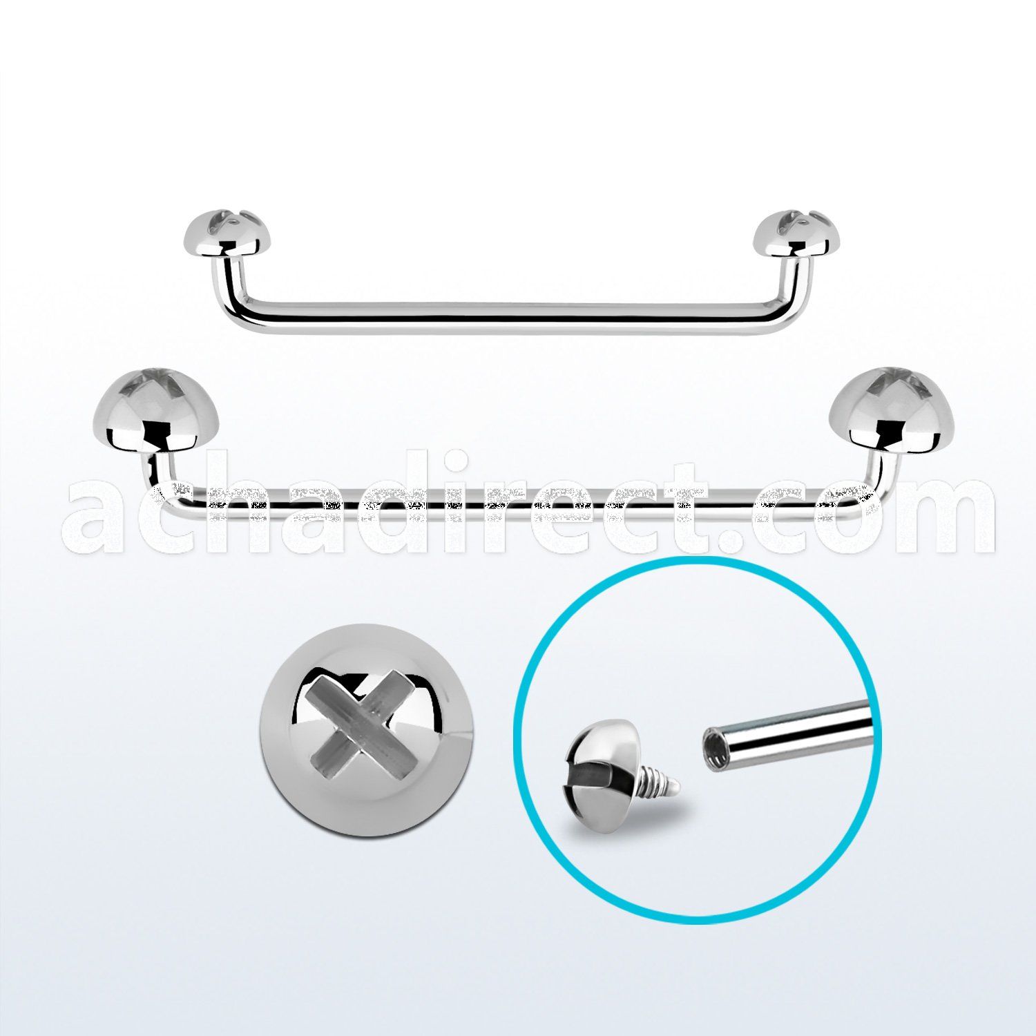 sudid internal steel surface barbell w 2 screw nut tops