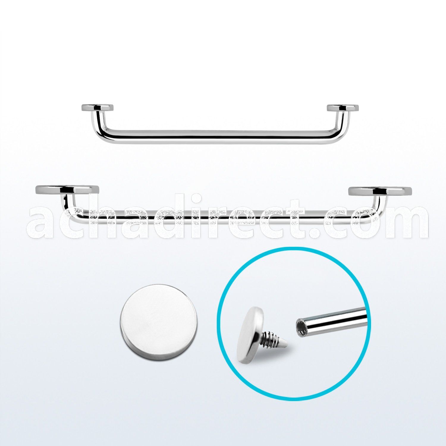 sudie internal steel surface barbell w 2 4 to 5mm flat disks