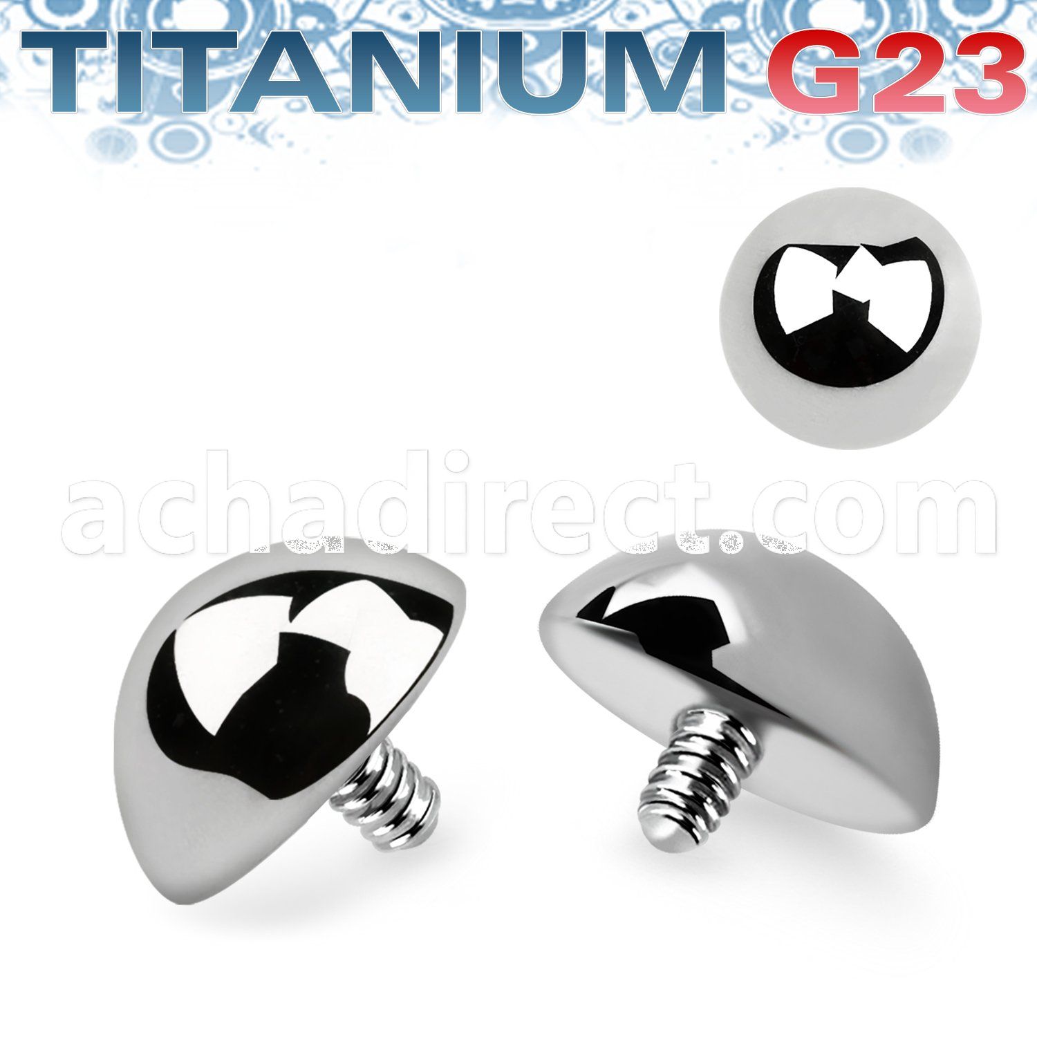 tahb5 5mm titanium g23 half ball shaped dermal anchor top part