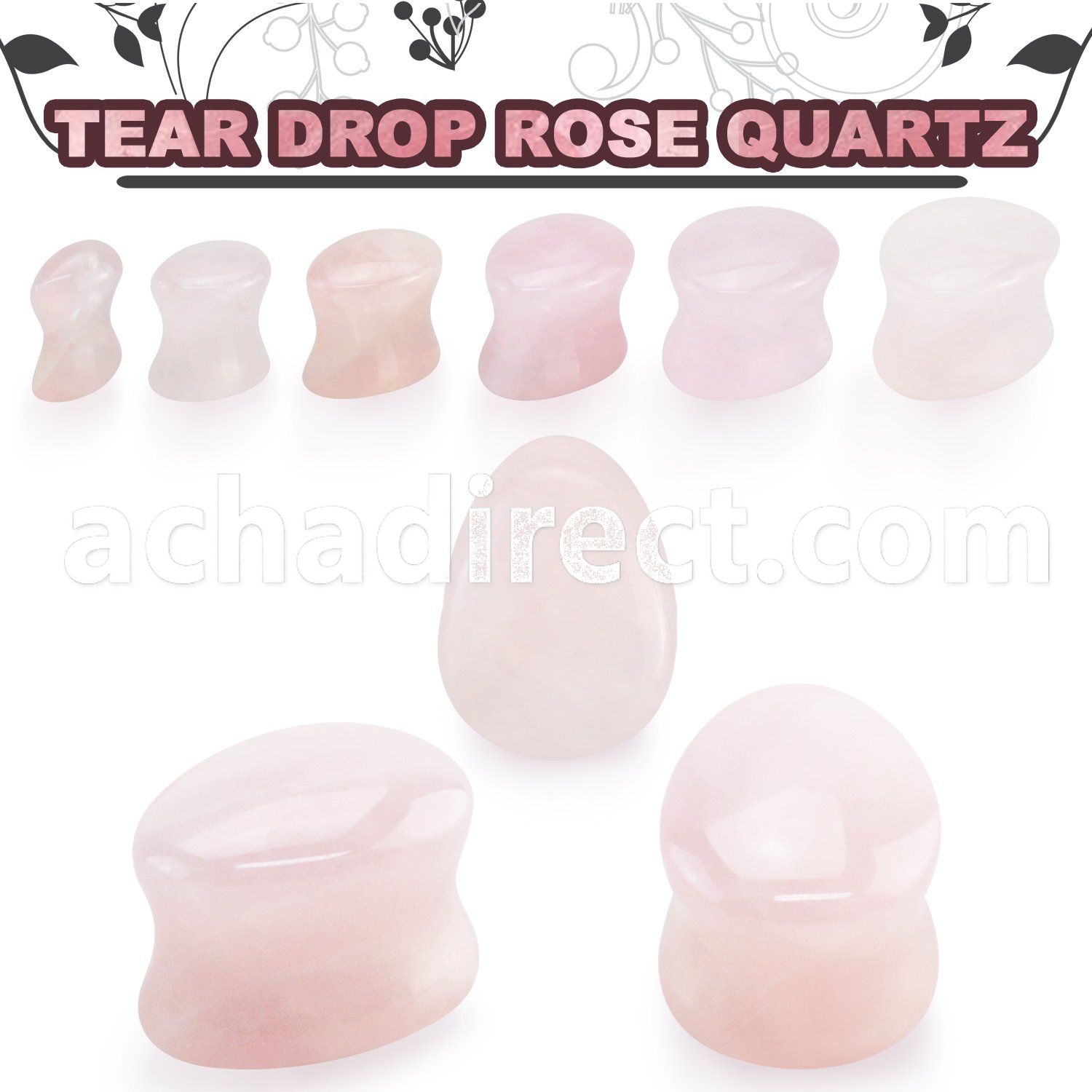 tgsb rose quartz double flare saddle plug teardrop shape