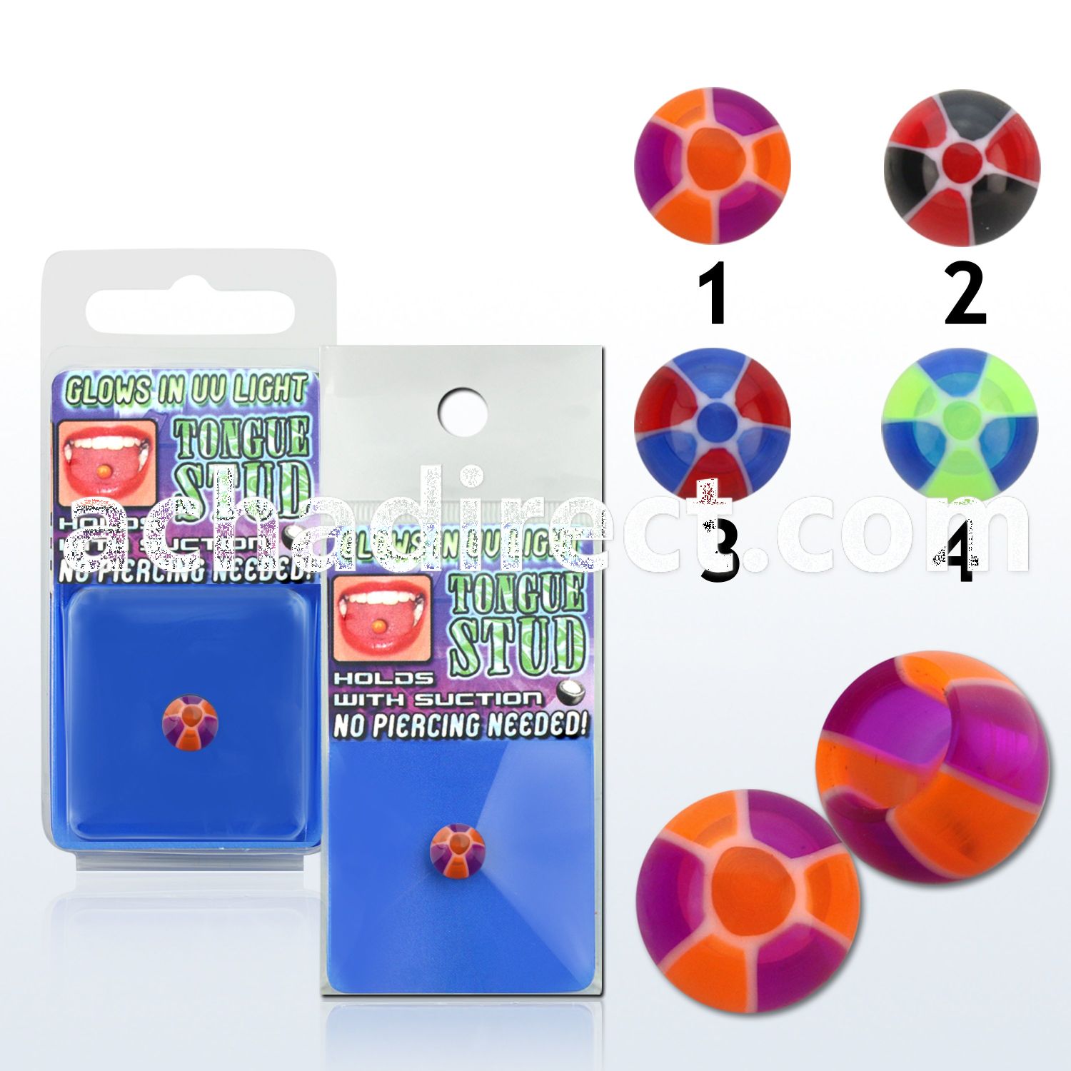 tguvbi bio pattern uv illusion tongue stud holds with suction