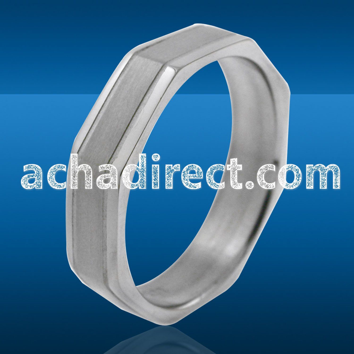 tir16 8 faceted titanium g23 ring w central band grooves