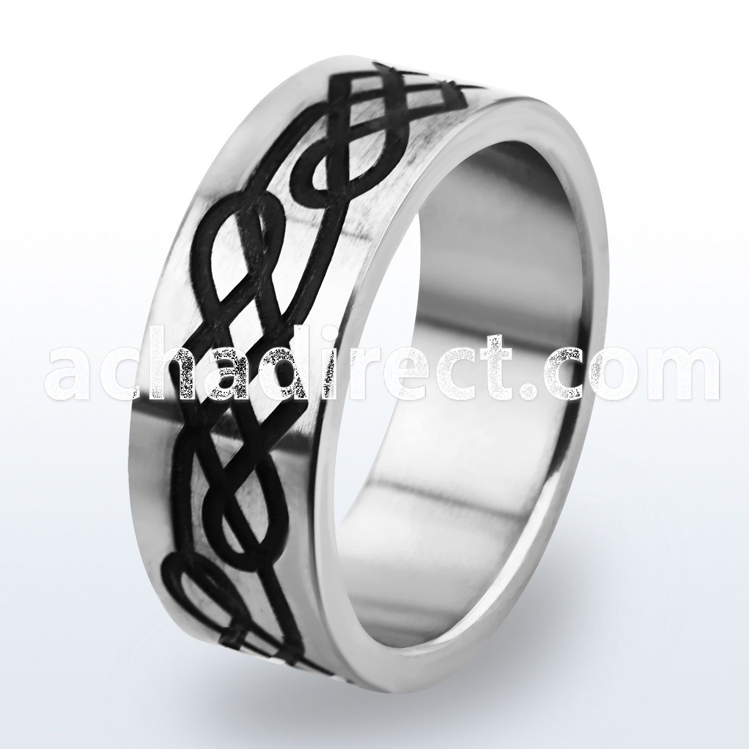 tir7 high polished titanium g23 ring with black etching