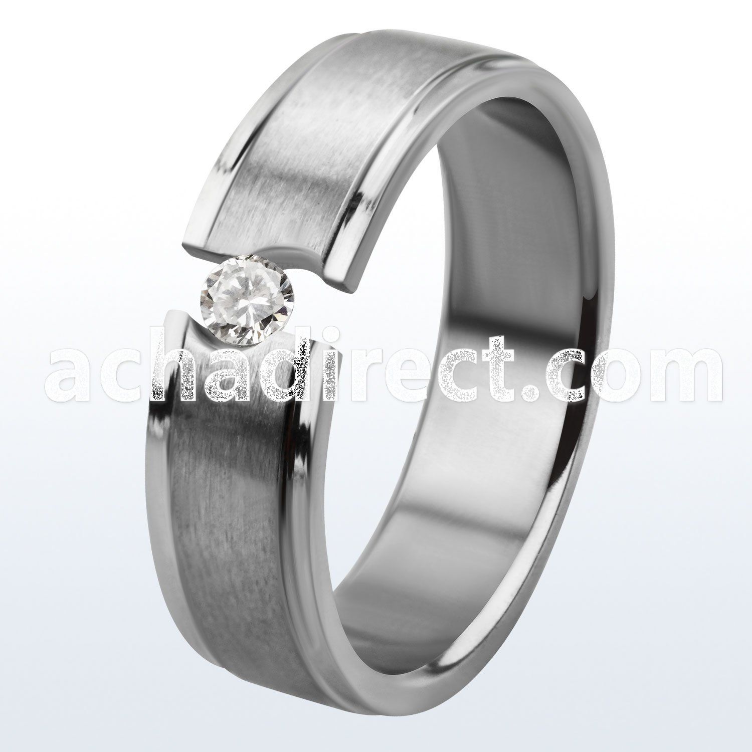 tirc2 titanium g23 ring with 2mm round clear cz stone