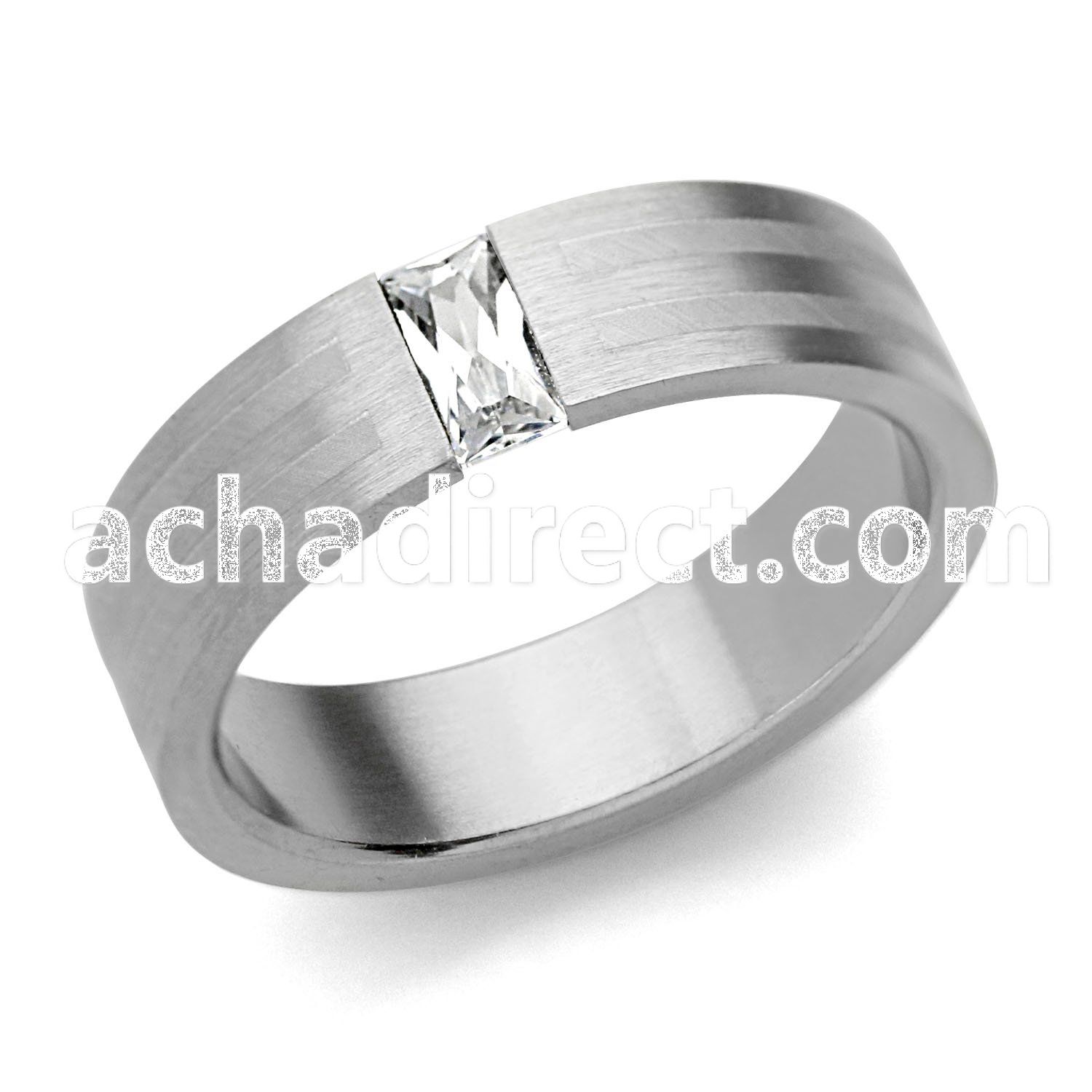 tirc4 titanium g23 ring with carved lines square clear cz