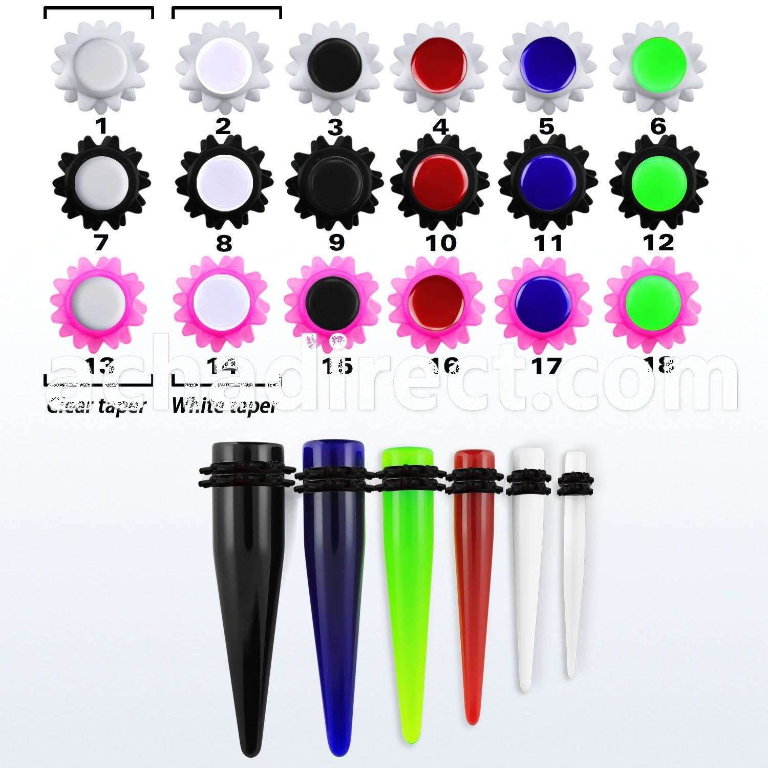 tpuvkr acrylic taper with fancy rubber o rings size 3 12mm