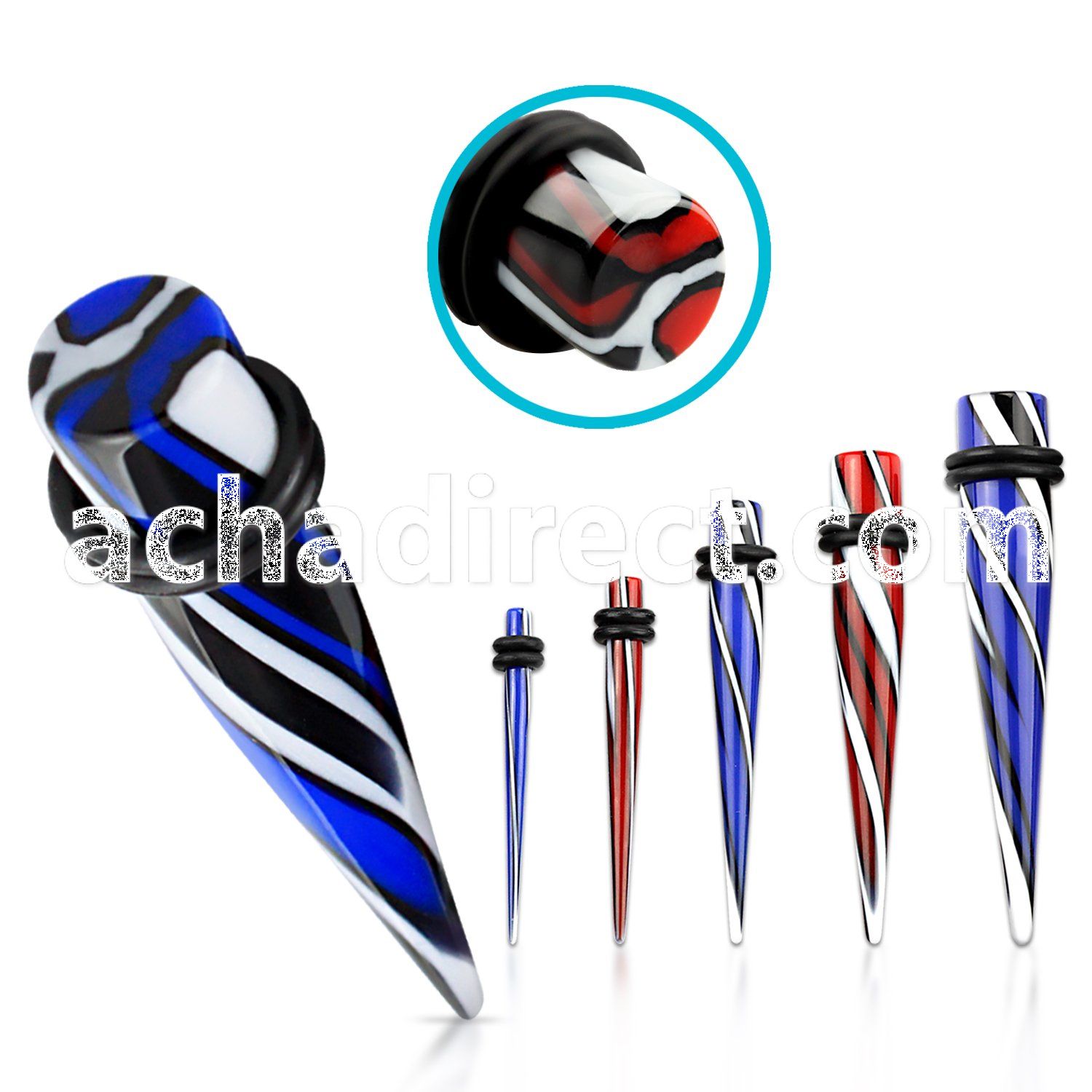 tpva acrylic uv taper in colored swirl with double o rings