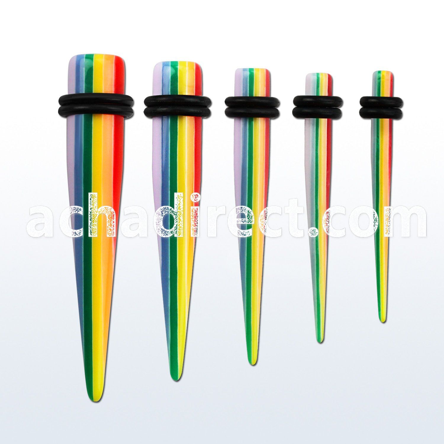 tpvrb rainbow colored acrylic taper w double rubber o rings