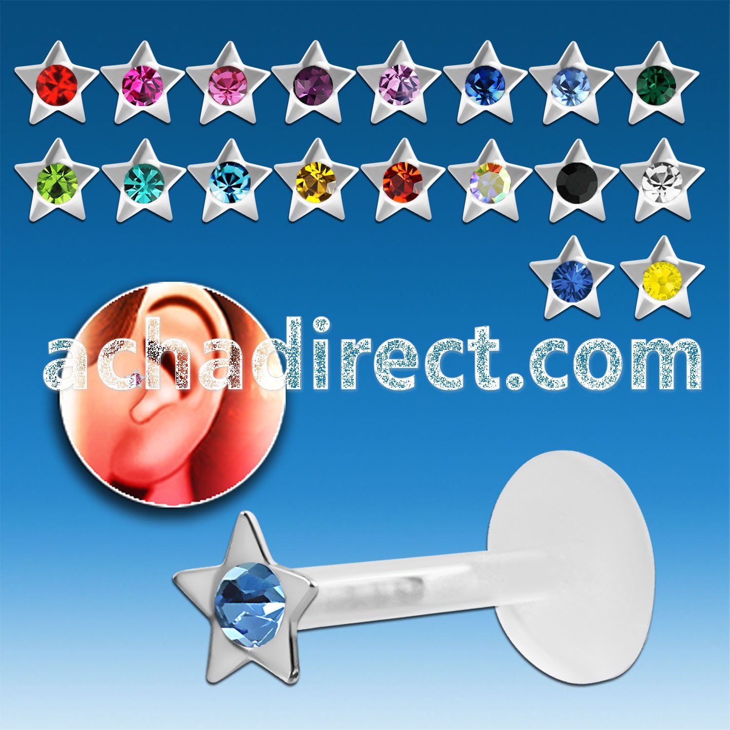 trgs8 bioflex tragus piercing w crystal star silver top