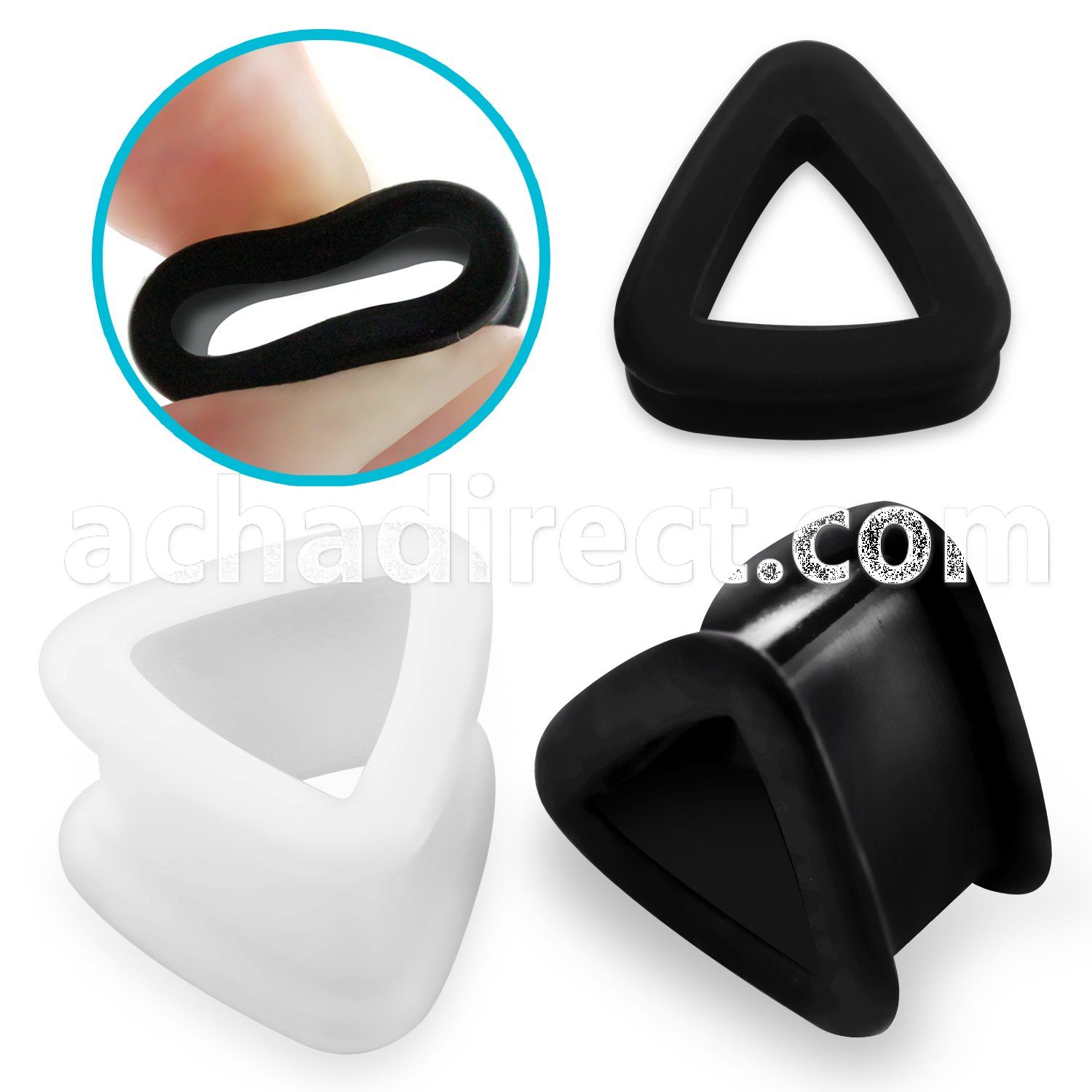 trsi triangle shaped silicone double flared flesh tunnel