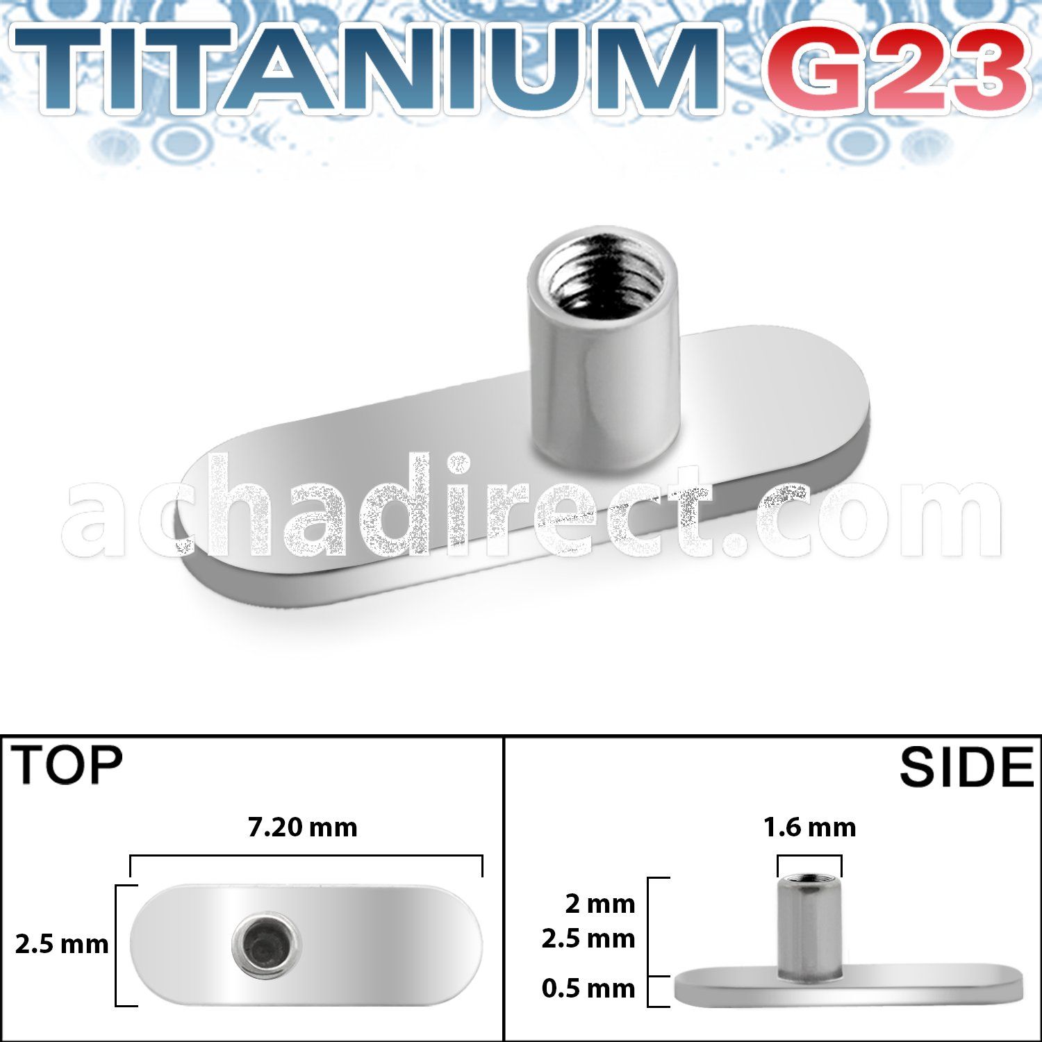 tsa1 titanium g23 w o holed base for dermal surface piercing