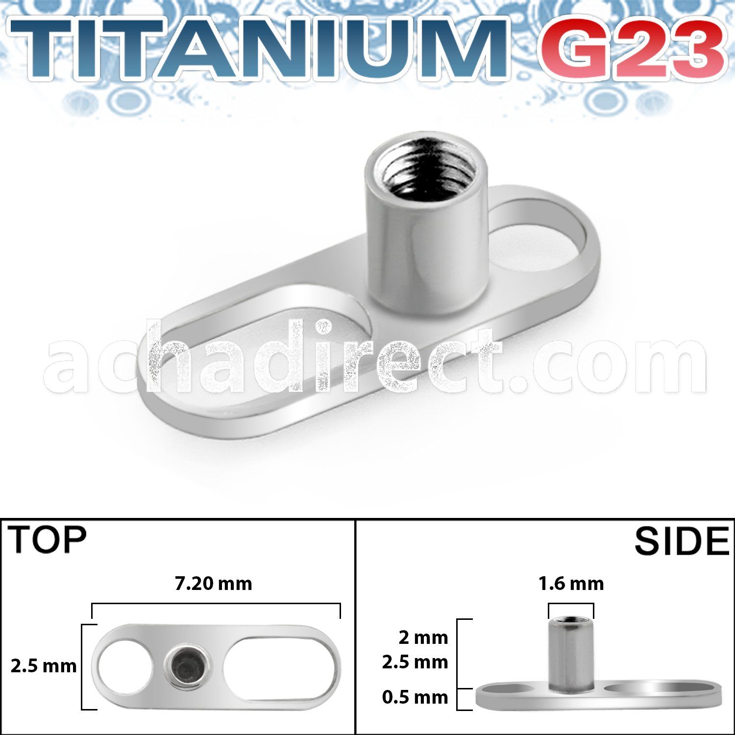 tsa3 titanium long circular holed base for dermal piercing