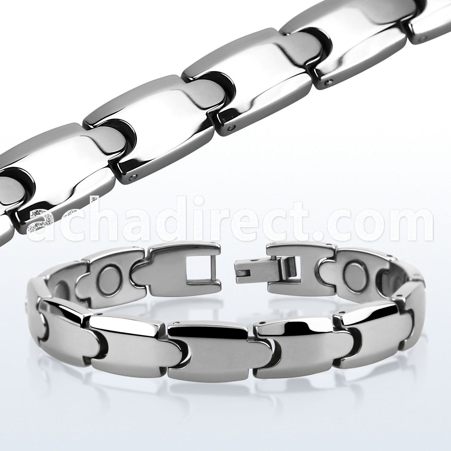 ub116 high polished tungsten bracelet with interlocking links