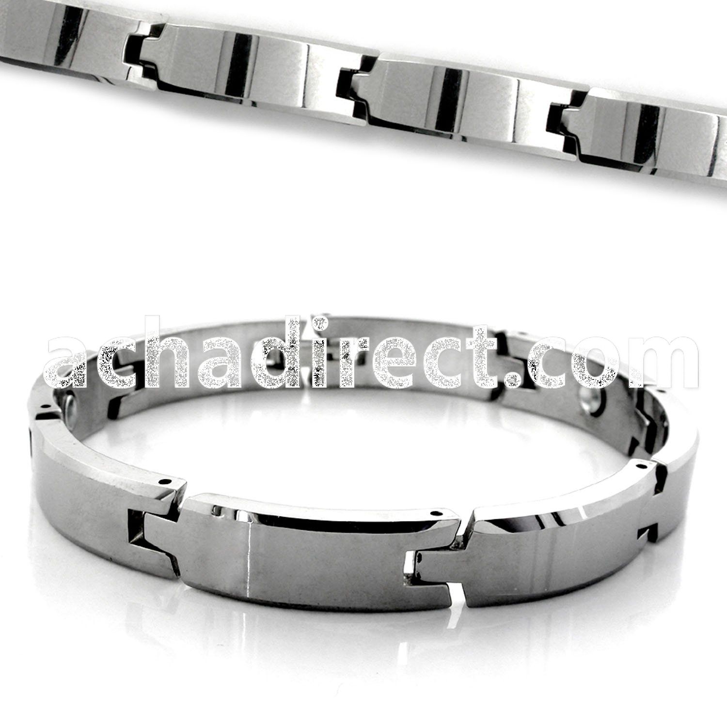 ub129 matte tungsten bracelet with interlocking links