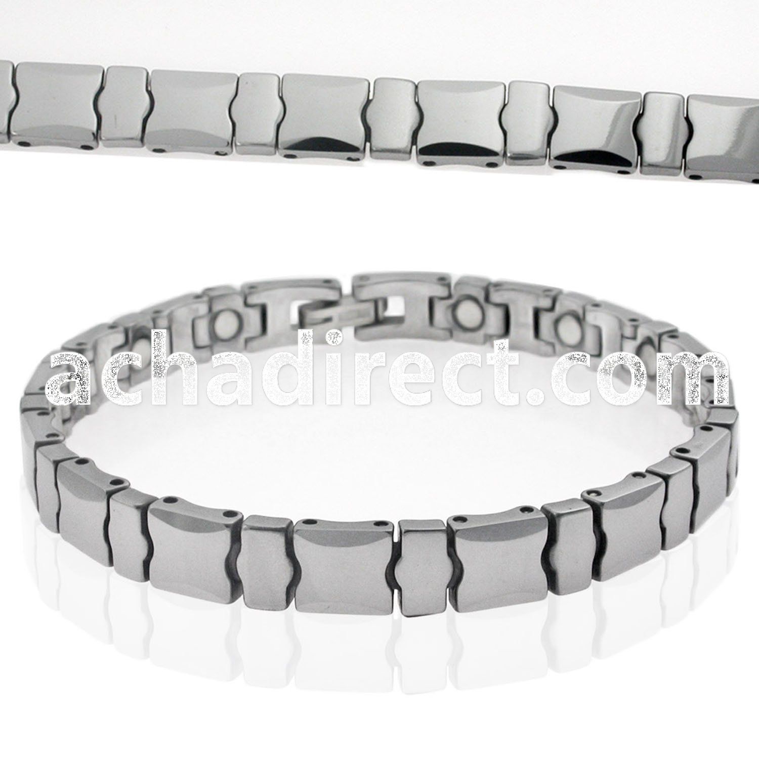 ub140 polished tungsten bracelet w alternating beveled links