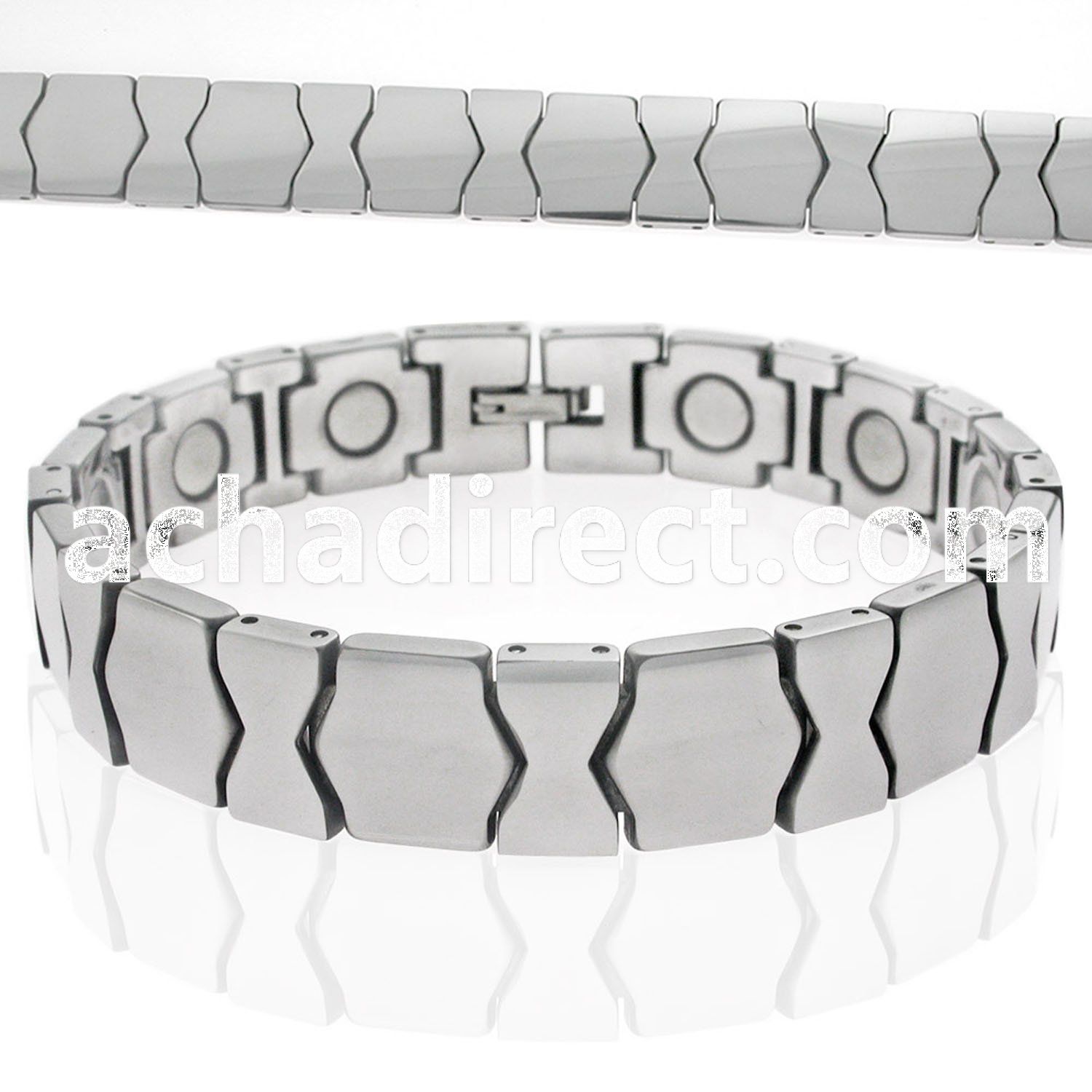 ub141 tungsten wide bracelet with hexagon hourglass links