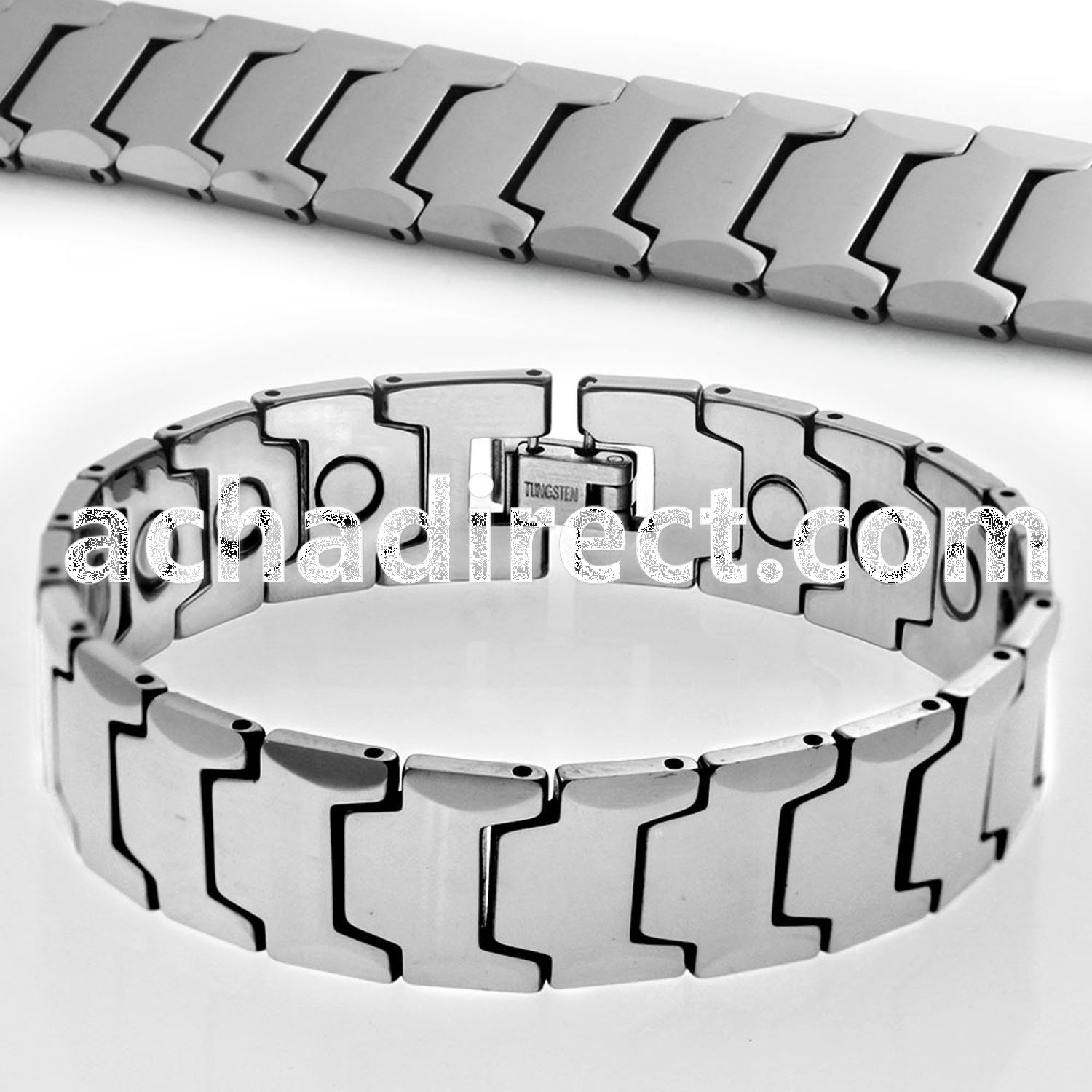 ub142 tungsten watch band bracelet with interlocking link