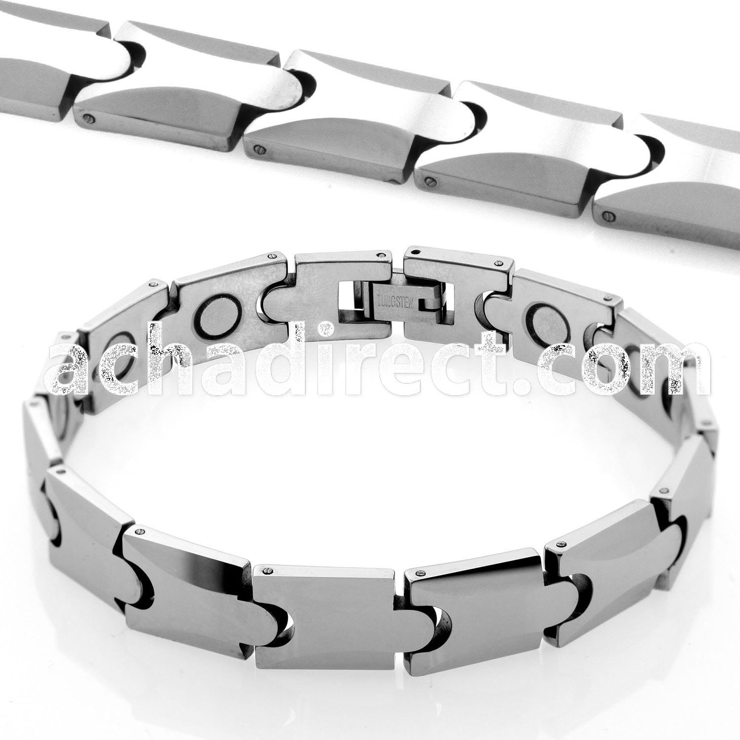 ub148 polished tungsten watch band bracelet with beveled links
