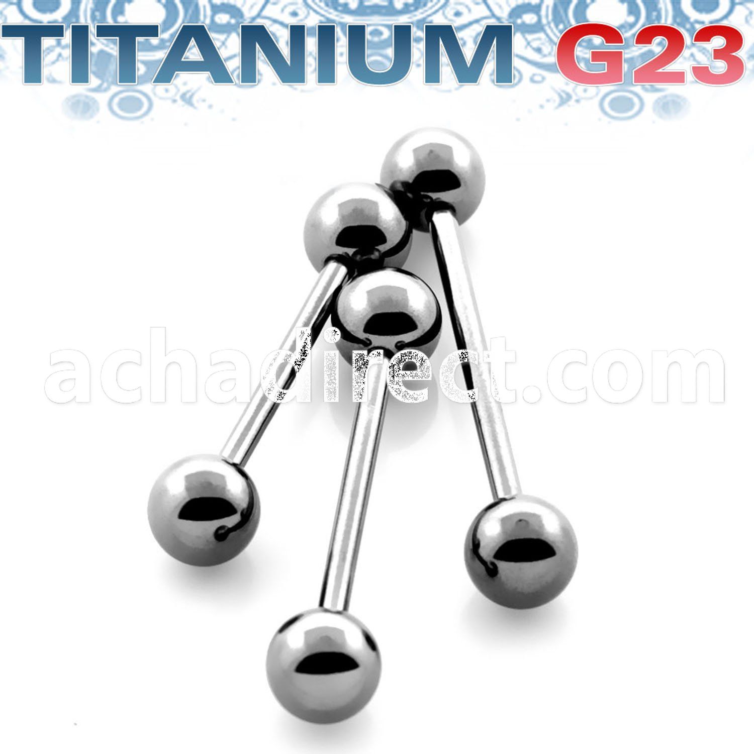 ubbbg titanium g23 barbell tongue bar with two 6mm balls