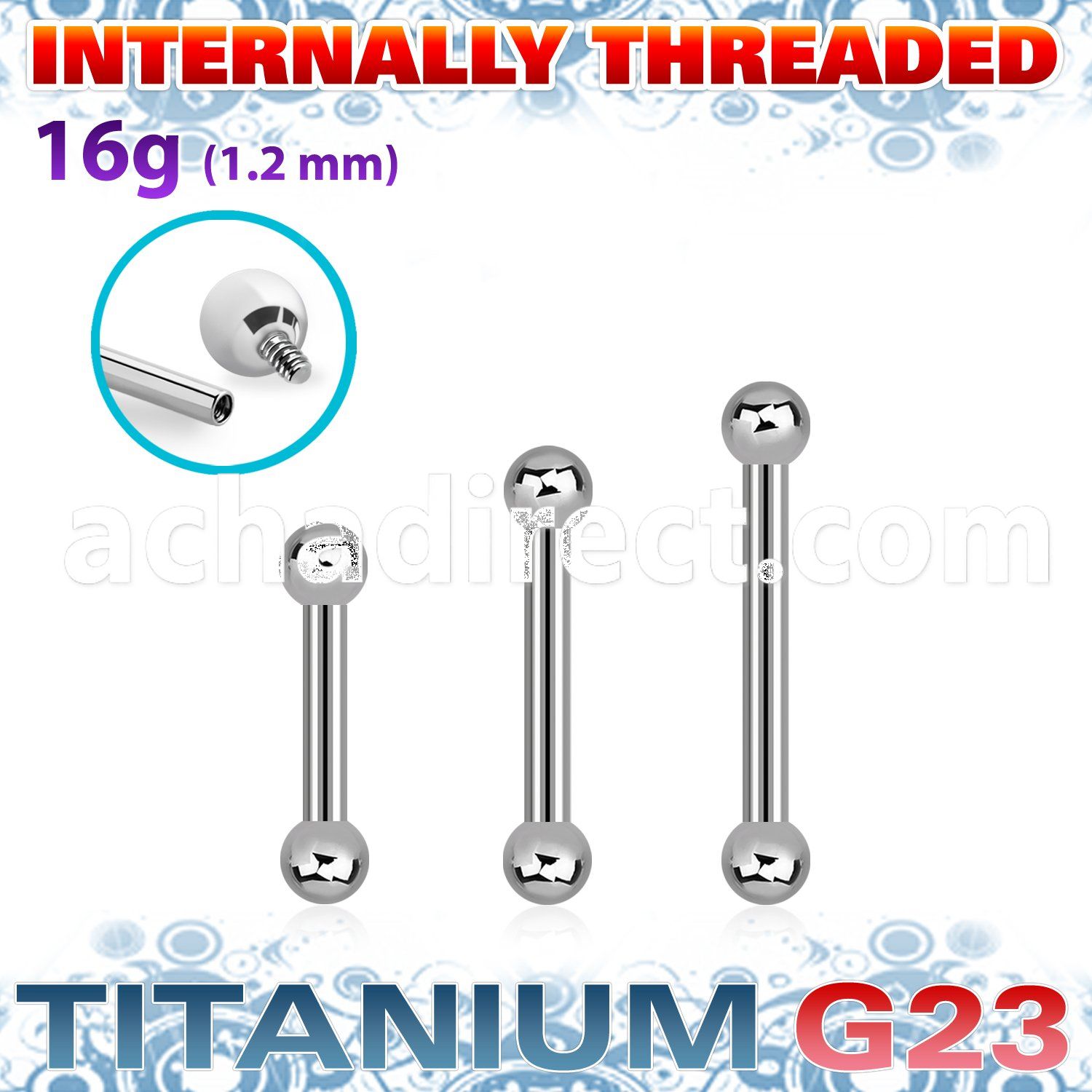 ubbeb25i titanium g23 internal barbell balls