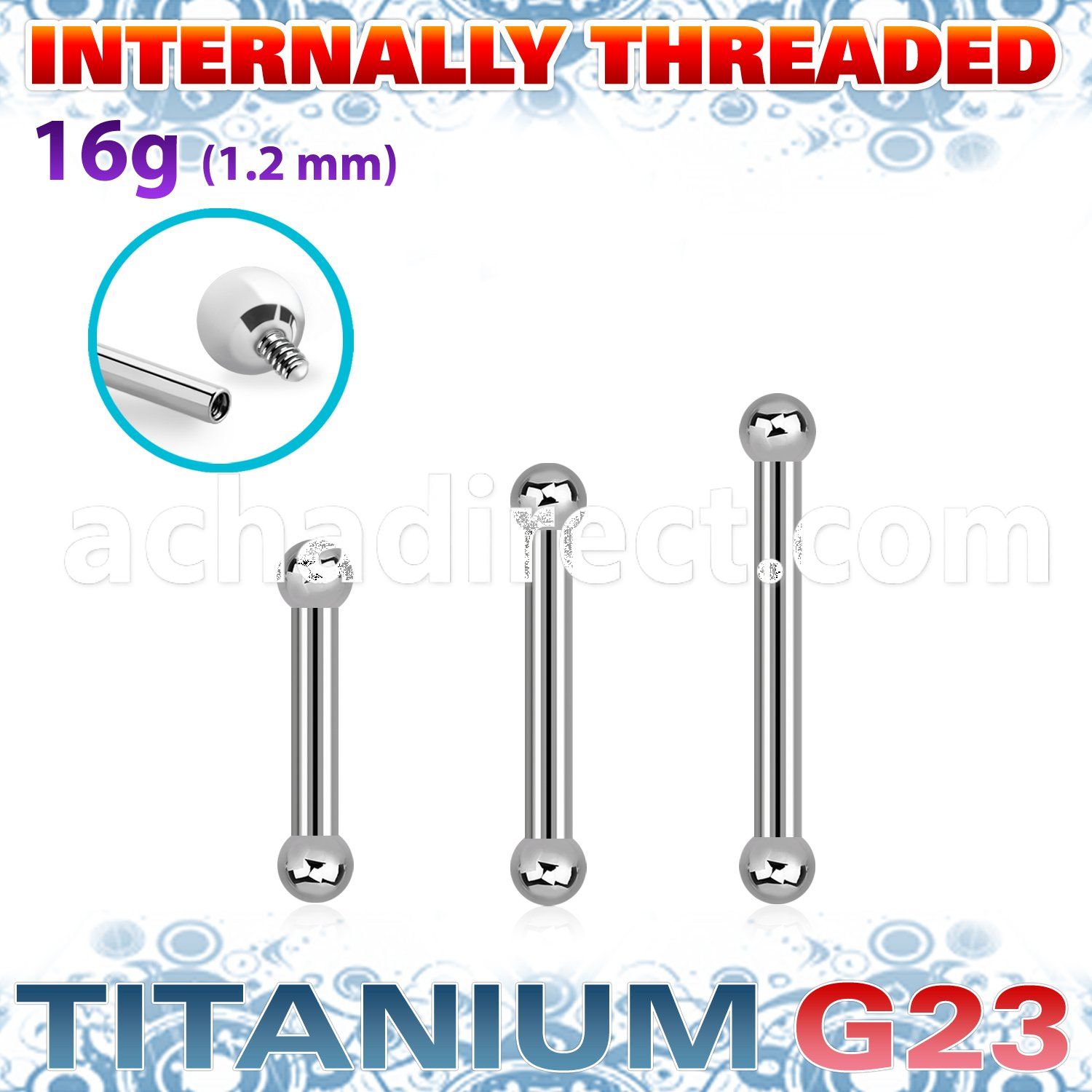 ubbeb2i titanium g23 internal barbell 2mm balls