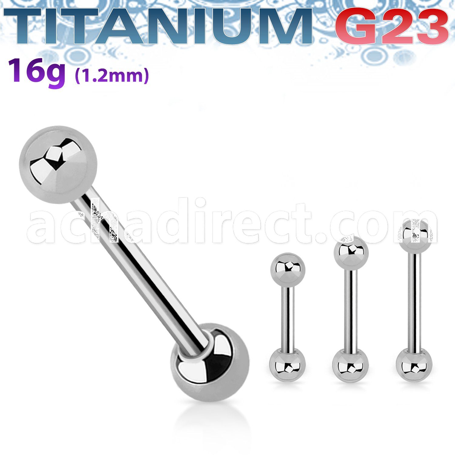 ubbeb titanium g23 eyebrow barbell with two 3mm balls