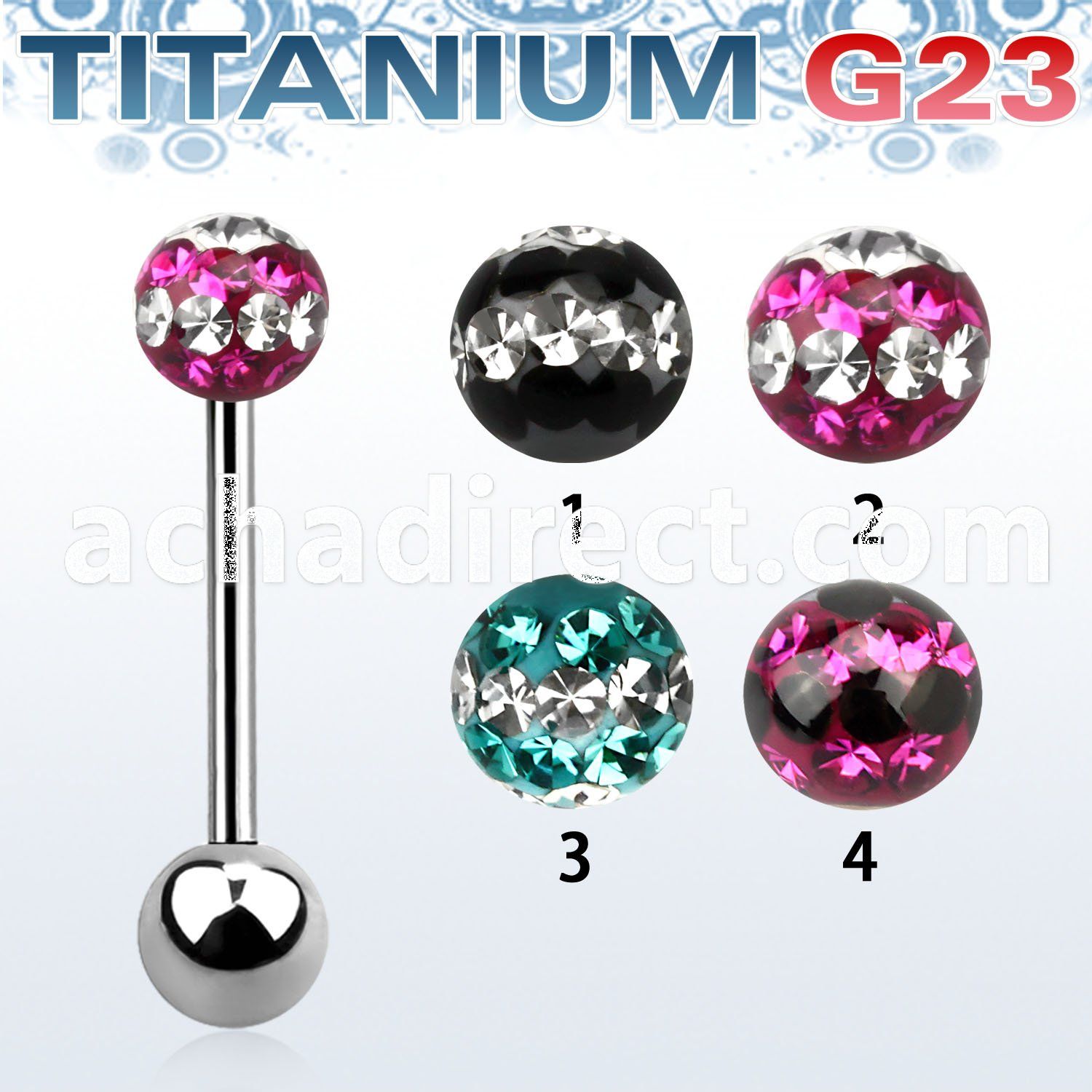 ubbfr5d titanium g23 barbell w 5mm tri line ferido ball