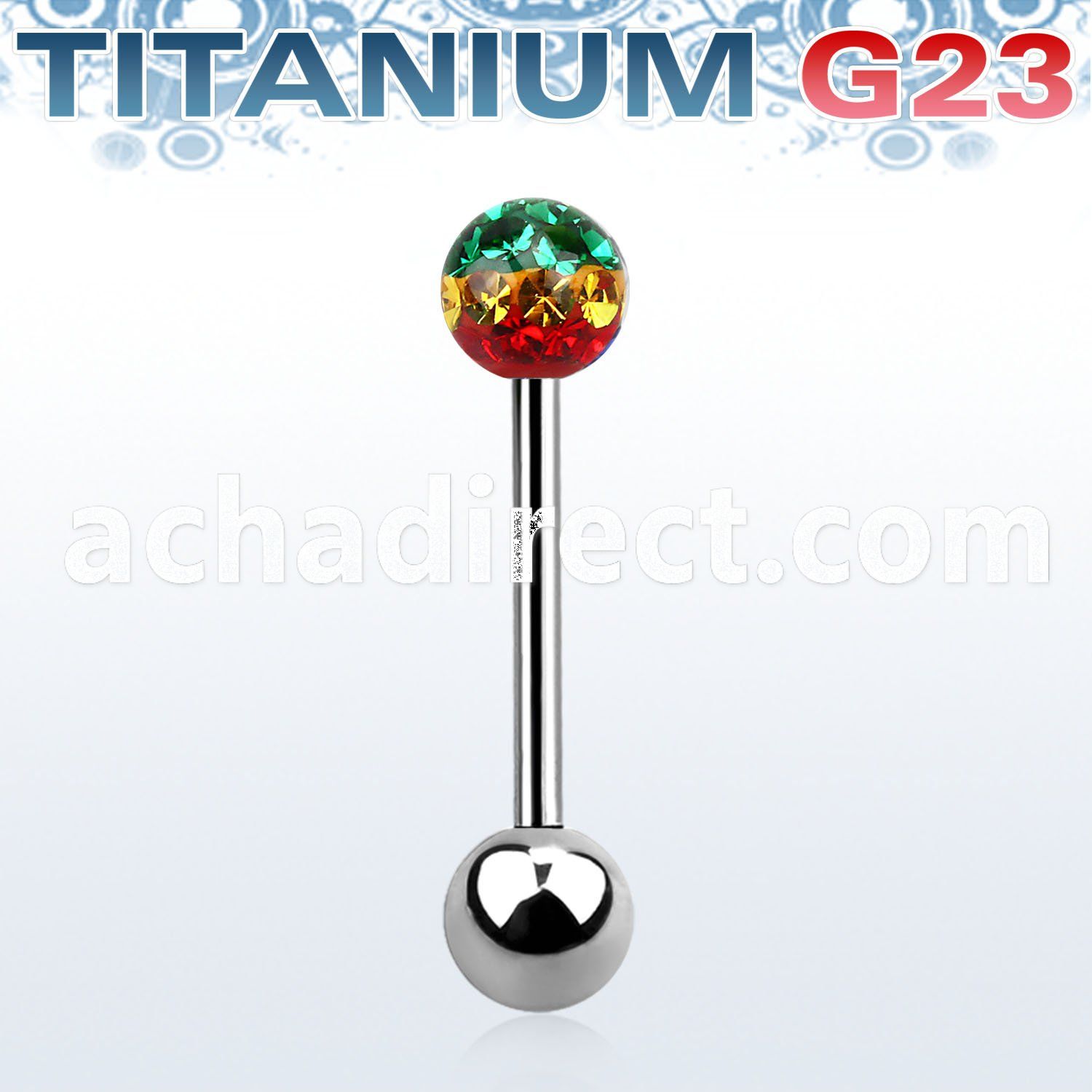 ubbfr5r titanium g23 barbell w 5mm rasta ferido ball