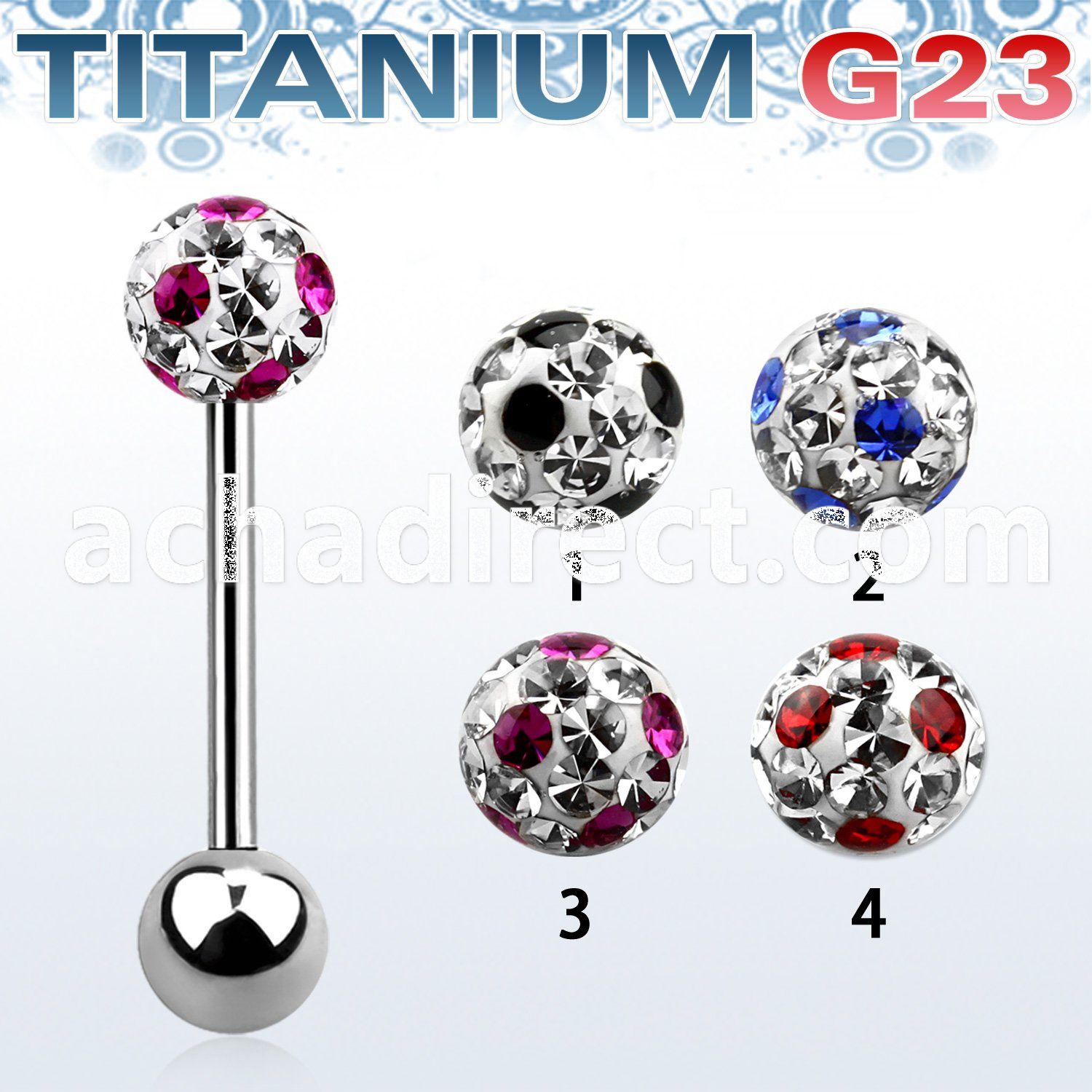 ubbfr6a titanium g23 barbell w 6mm dotted ferido ball