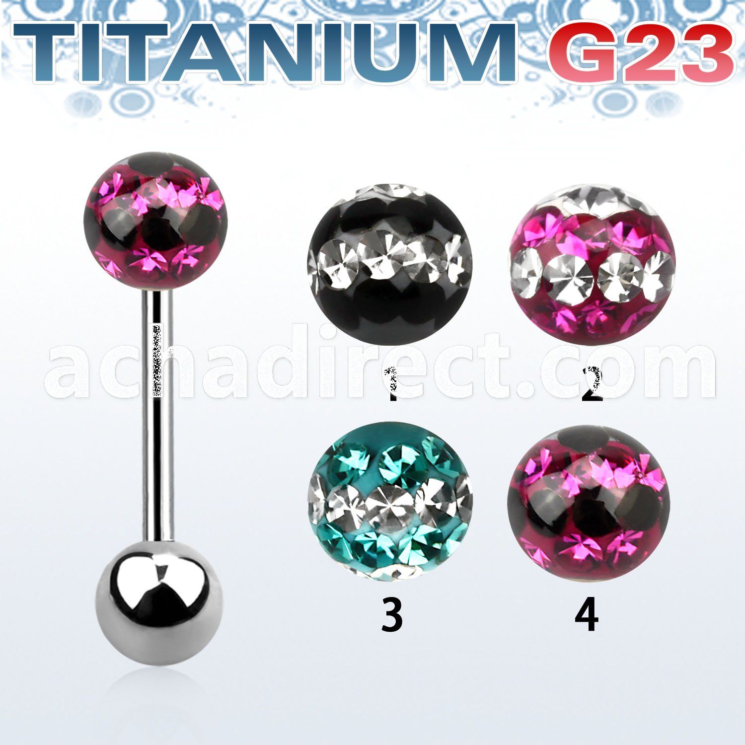 ubbfr6d titanium g23 barbell w 6mm ti line ferido ball