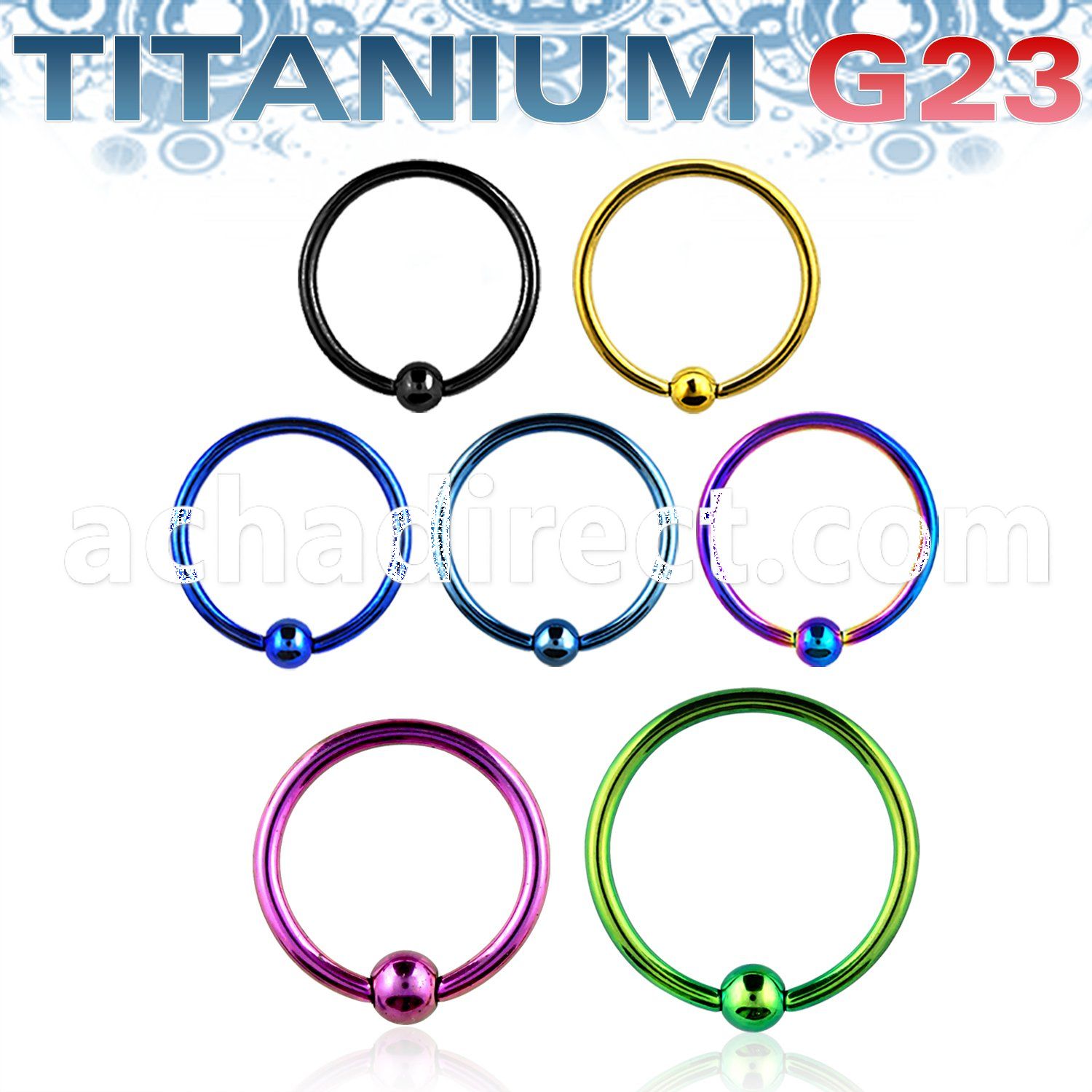 ubcrt18s premium pvd titanium g23 ball closure ring w 2 5mm ball
