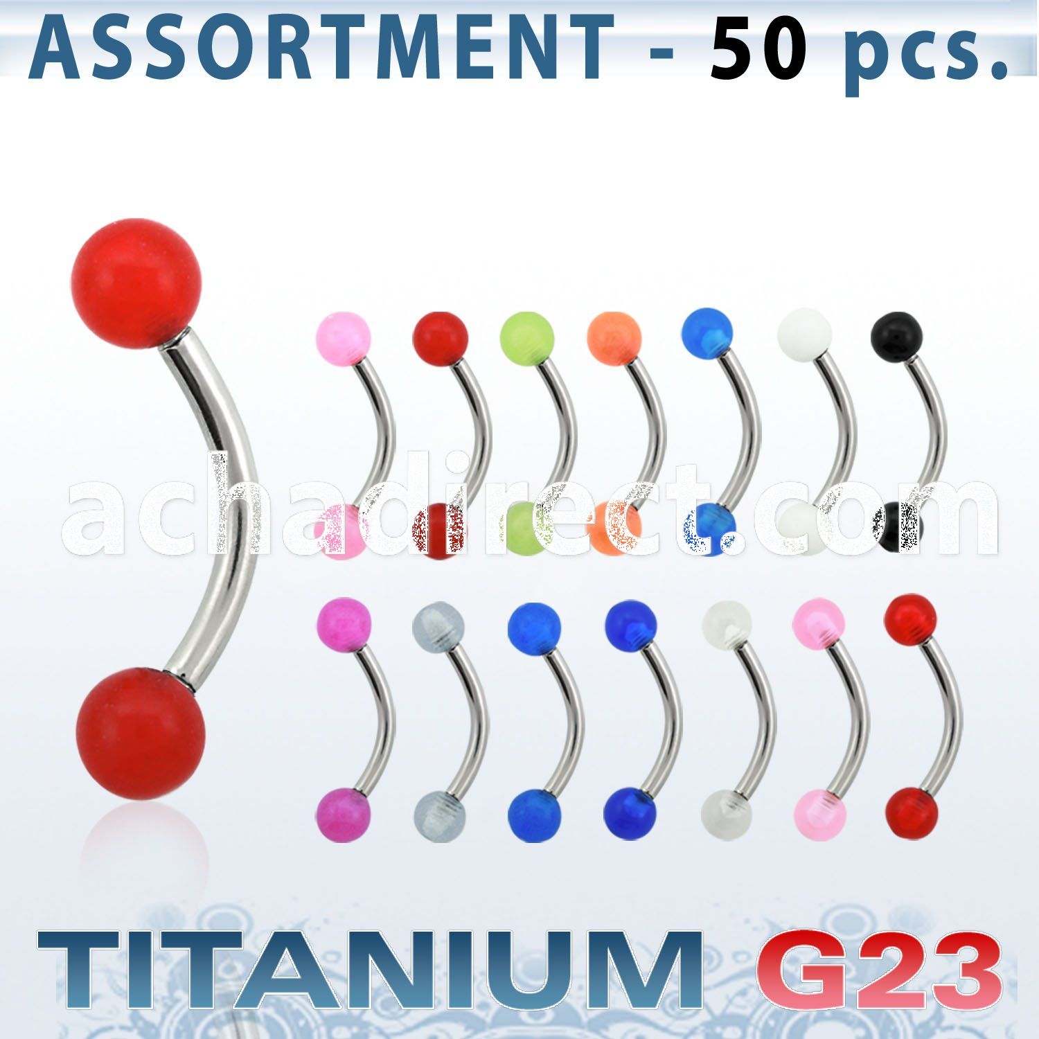 ublk139 bulk of titanium g23 banana with 3mm uv acrylic ball