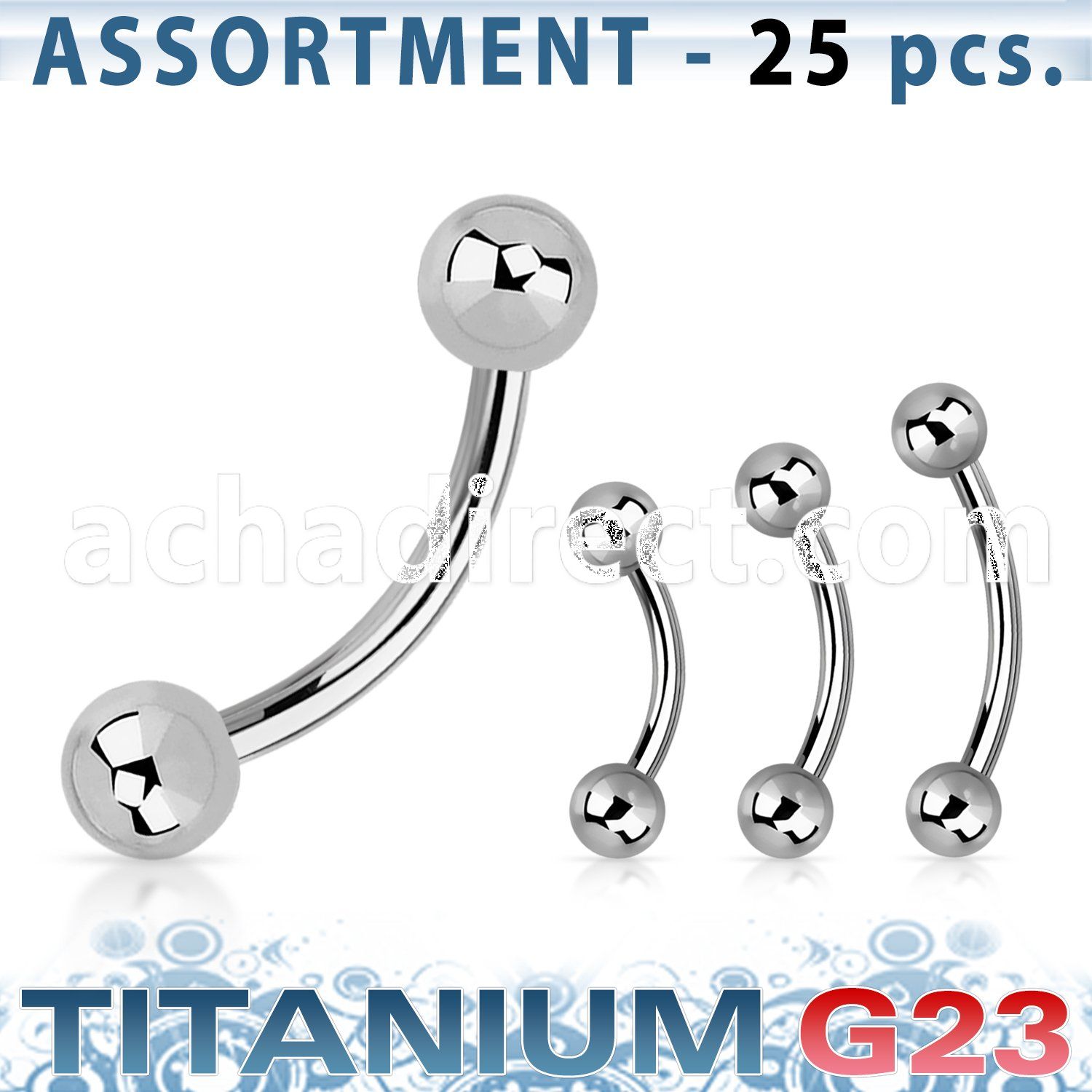 ublk18 bulk body of titanium g23 eyebrow banana with 3mm balls