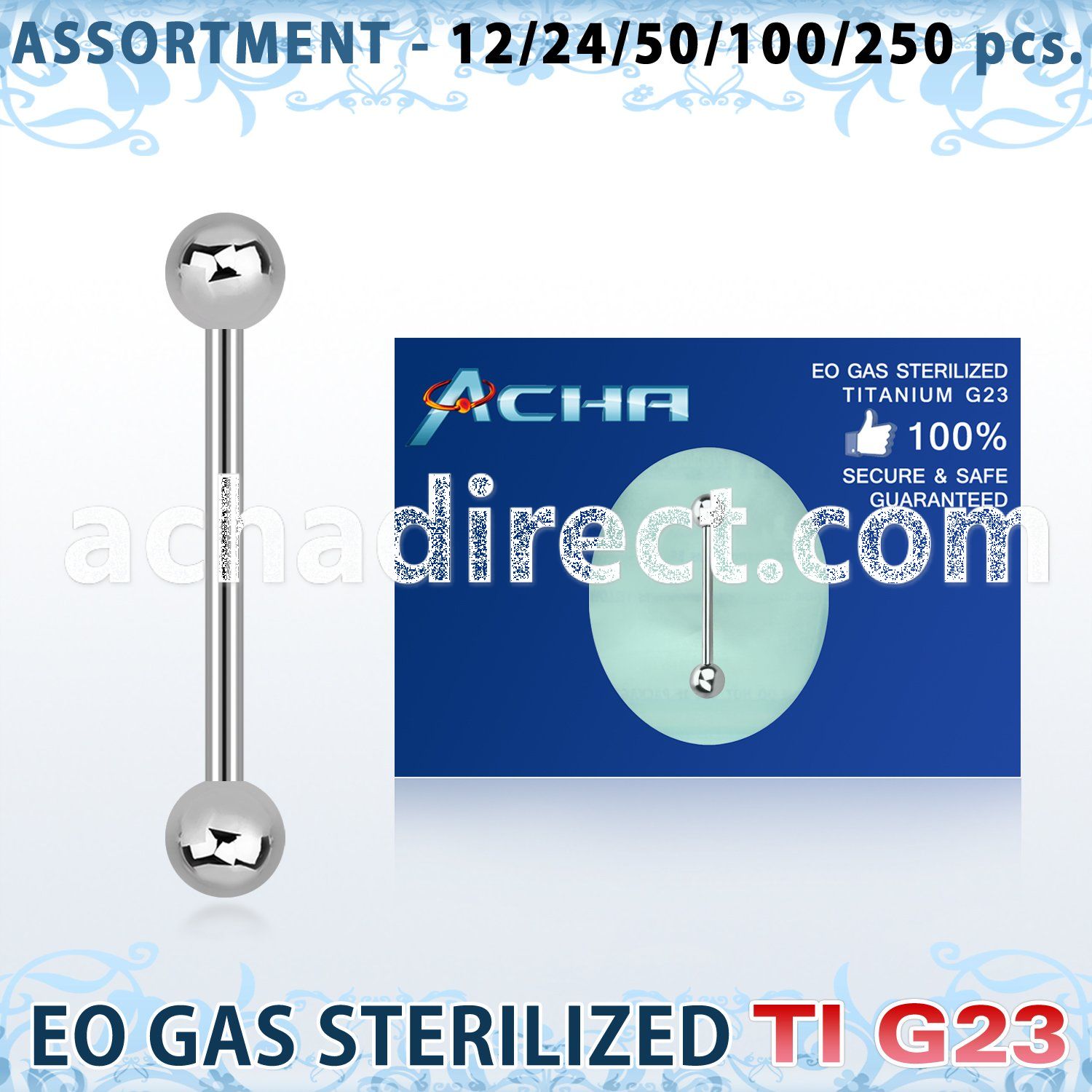 ublk476 sterilized titanium g23 tongue with a 5mm balls