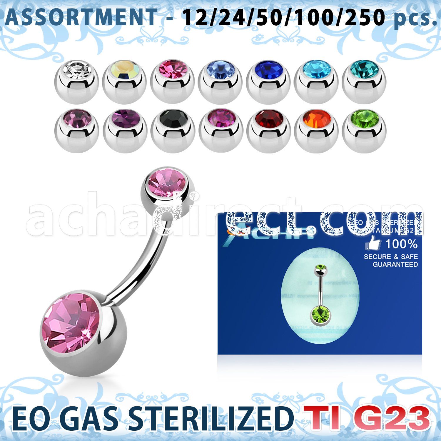 ublk484 sterilized titanium g23 banana ring w 5 8mm jewels