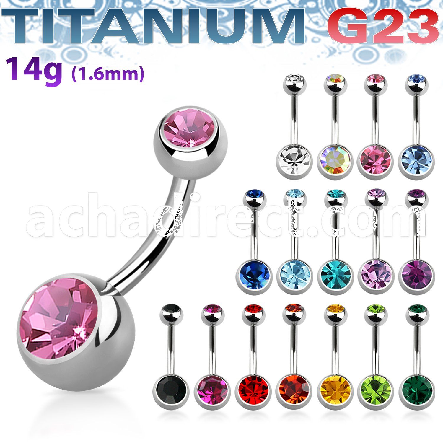 ubn2cg titanium g23 belly banana with 8 5mm bezel jewel ball