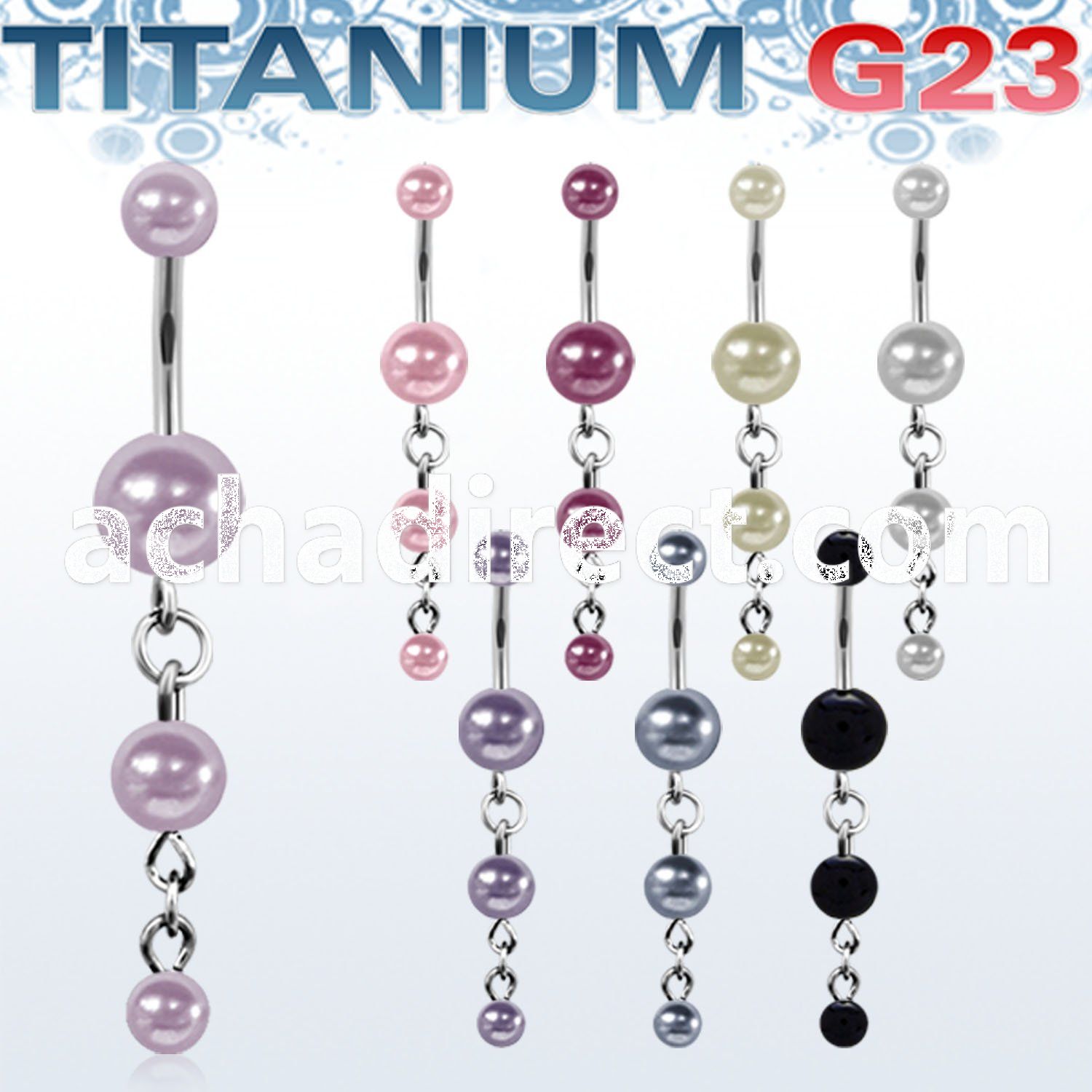 ubndpr2 titanium g23 banana w 5 8mm pearl balls small pearls