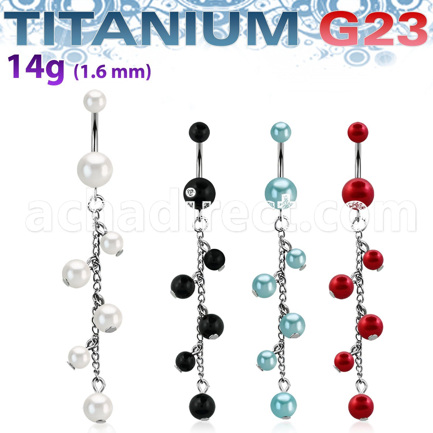 ubndpr7 titanium g23 banana w pearl balls multi pearl chain