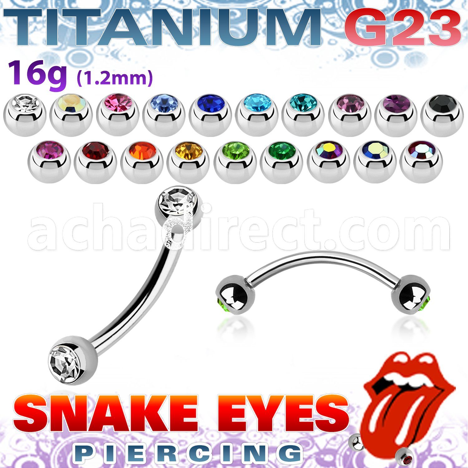 ubne2cl titanium g23 banana 3mm jewel balls
