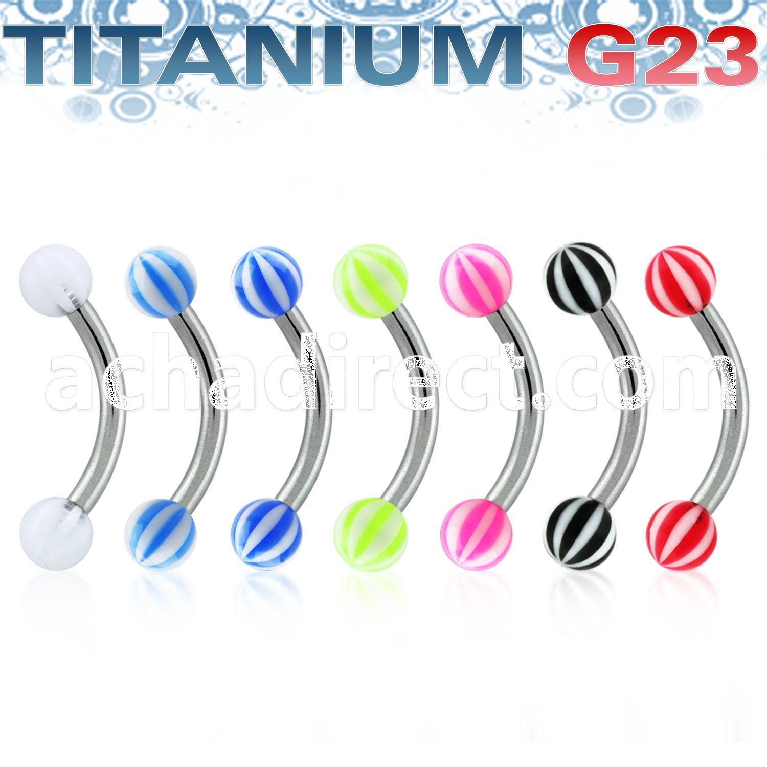 ubnebe titanium g23 eyebrow ring w acrylic uv beach ball