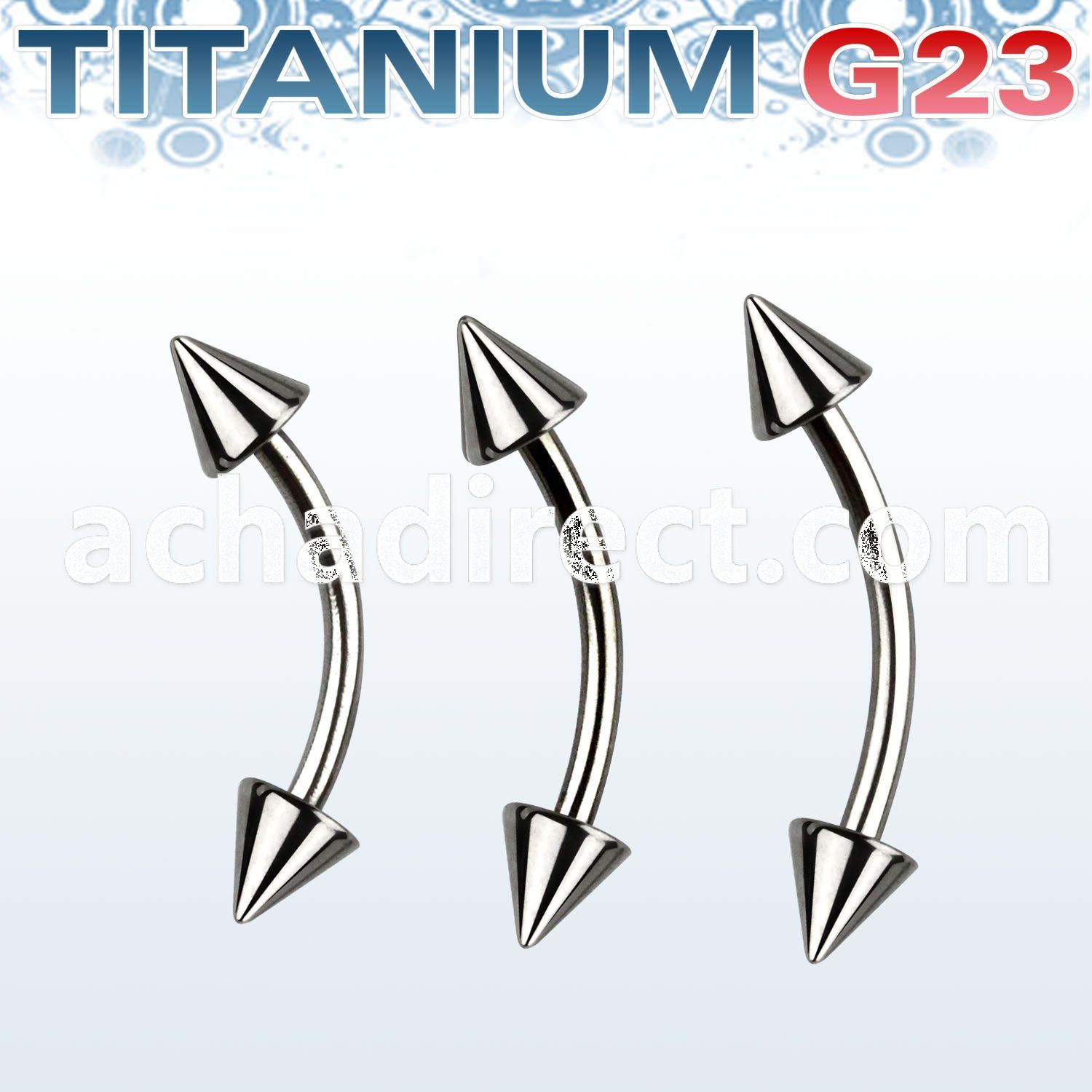 ubnecn titanium g23 eyebrow banana with two 3mm cones