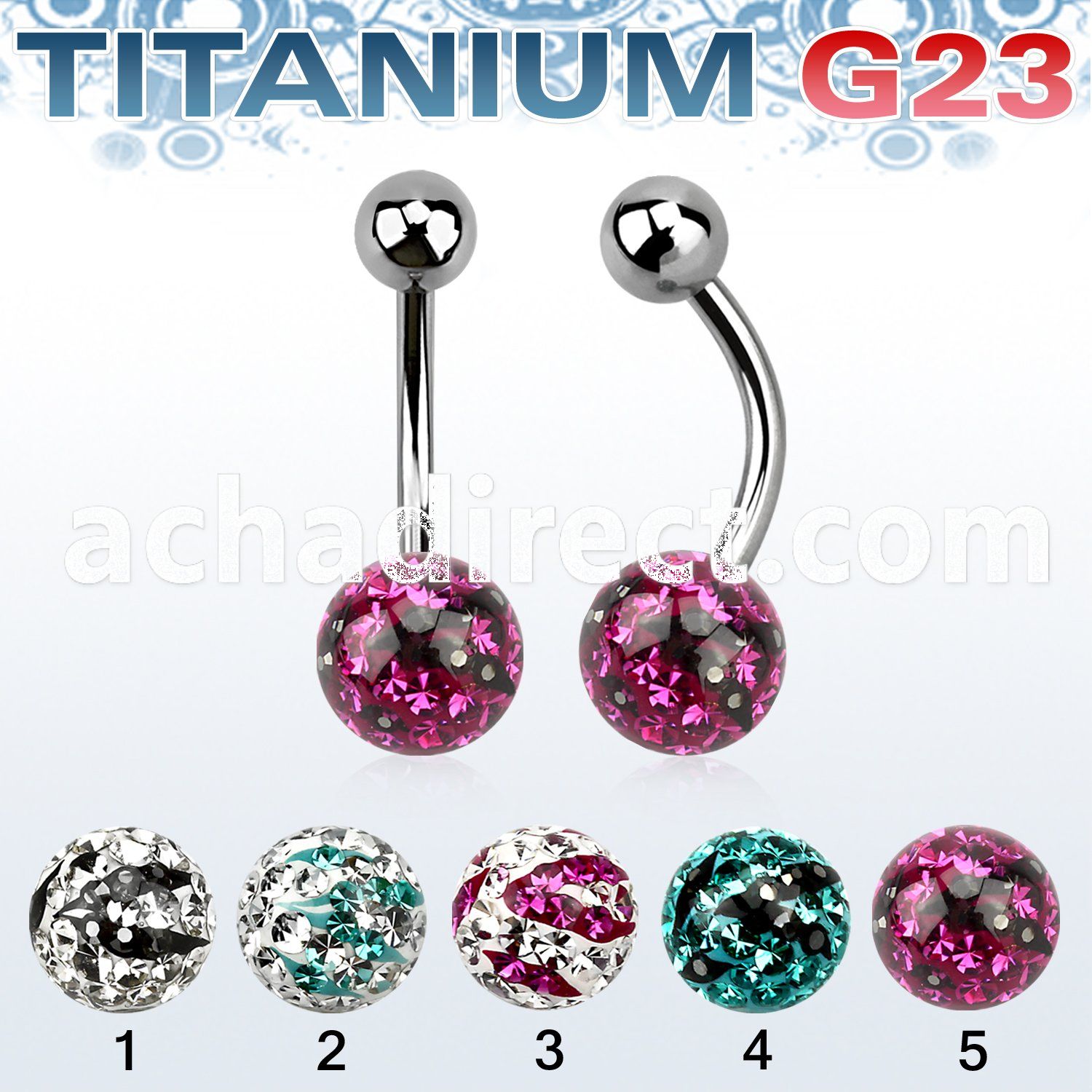ubnfr8c titanium belly banana w 8mm zebra multi crystal ball
