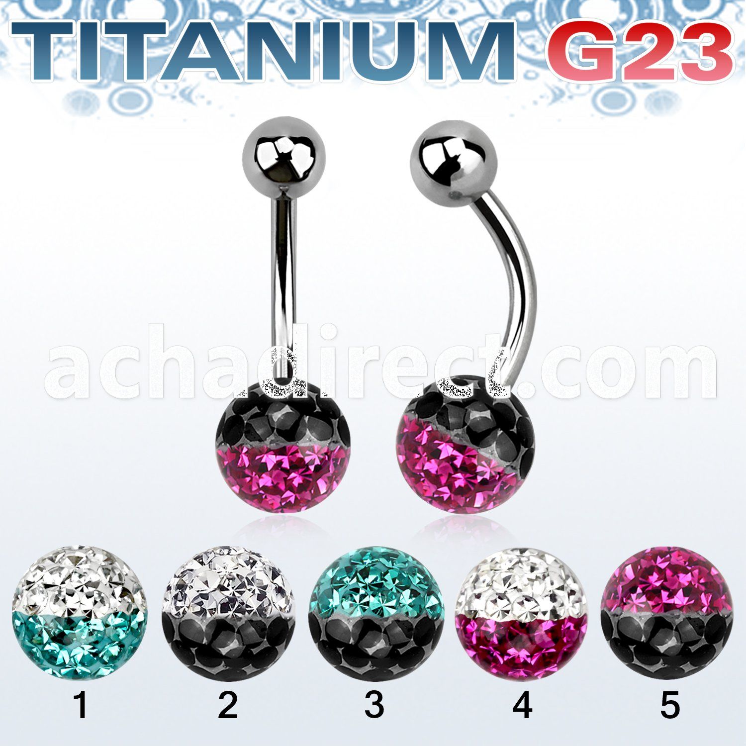 ubnfr8e titanium g23 banana w 8mm 2 color ferido ball