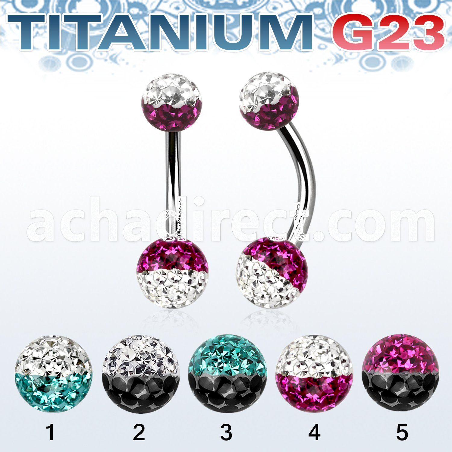 ubnfrse titanium g23 belly banana w 5 6mm 2 color ferido balls