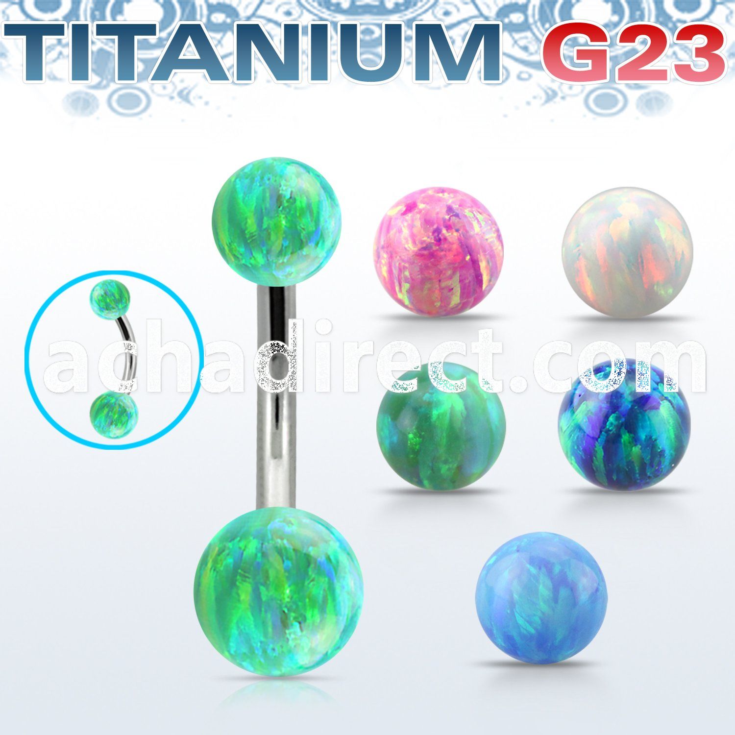 ubnop56 titanium g23 belly banana w 5 6mm synthetic opal balls