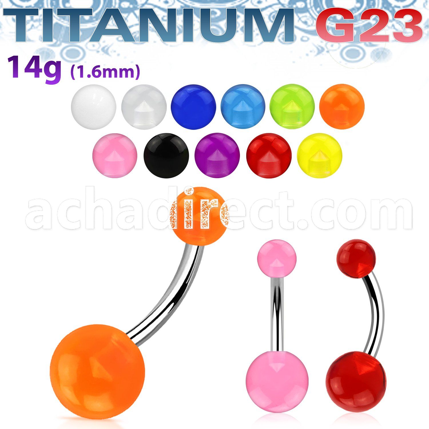 ubnuv titanium g23 belly banana with 5 8mm acrylic uv balls